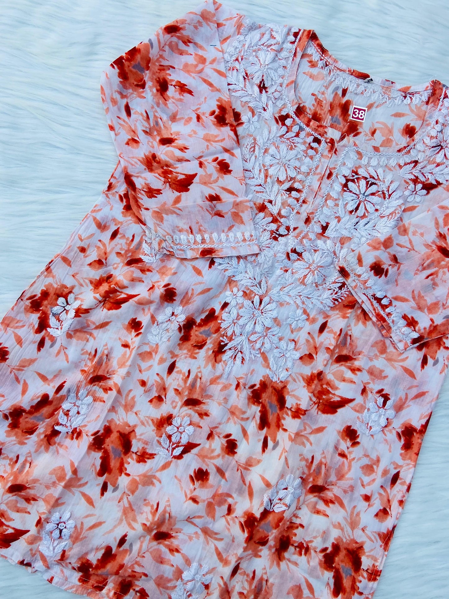Elegant Handcrafted Chikankari Short Kurti