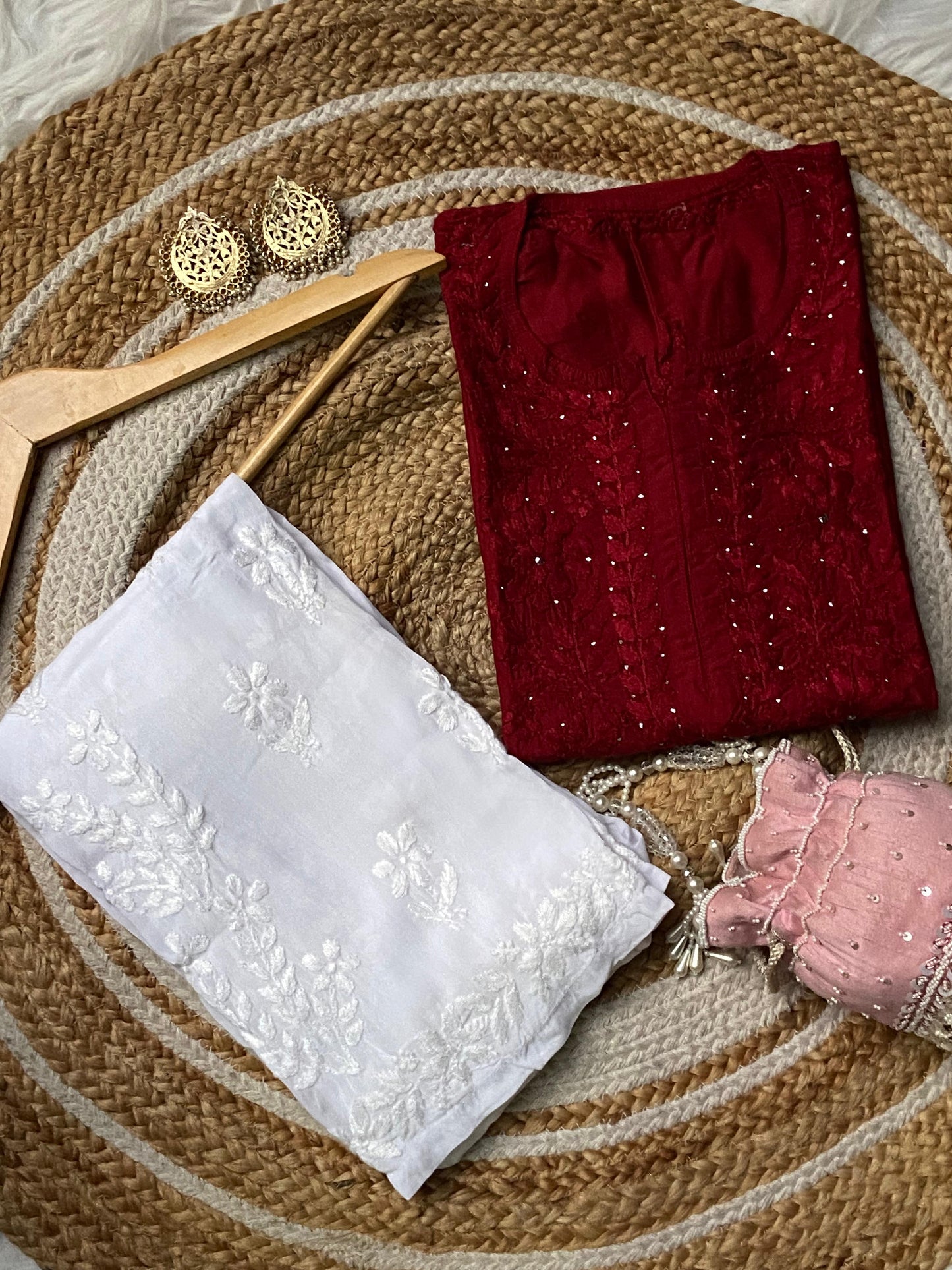 Dyed Chanderi Kurti with Silver Mukaish Embellishment