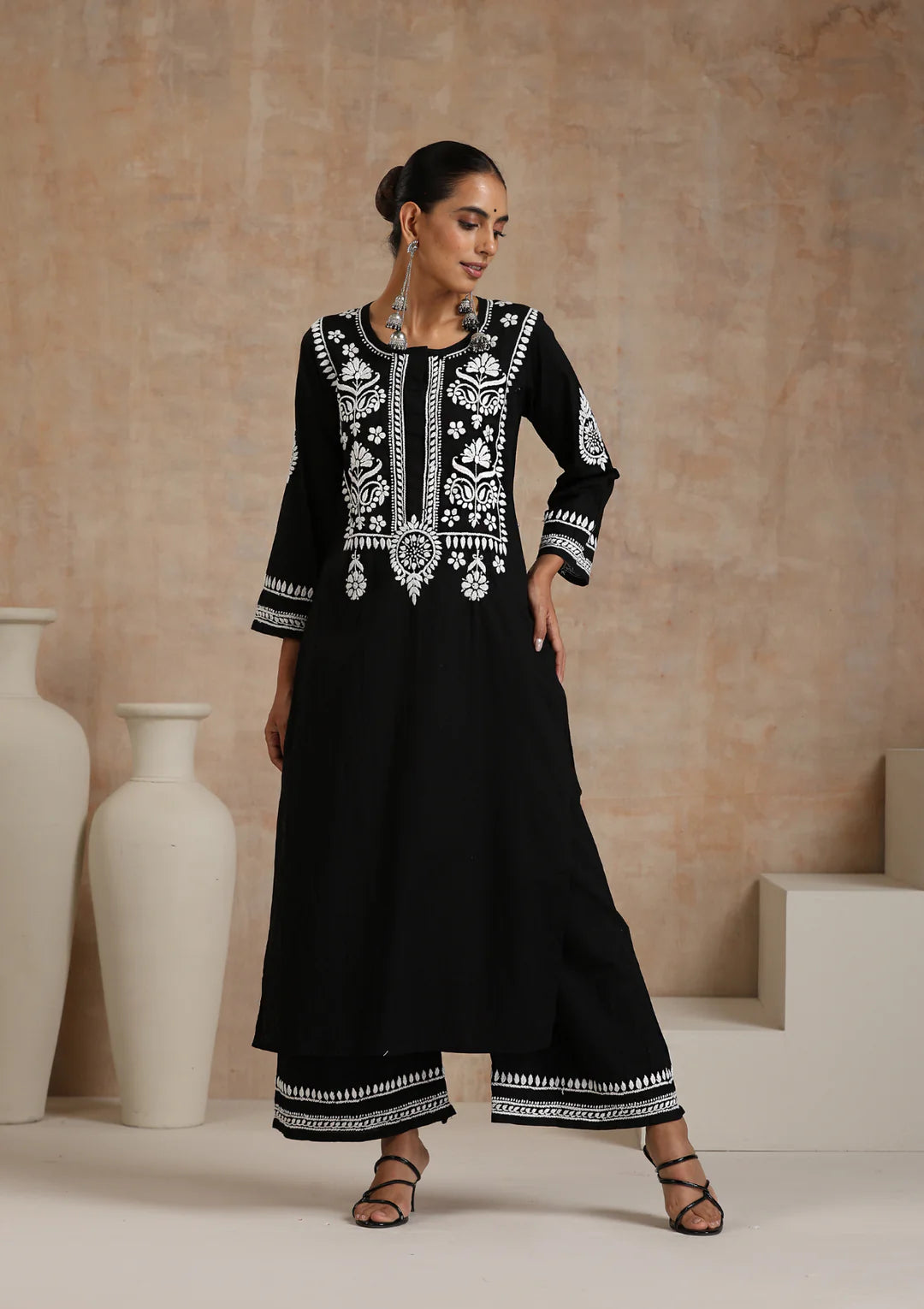 Cotton Kurti Black Palazzo Set