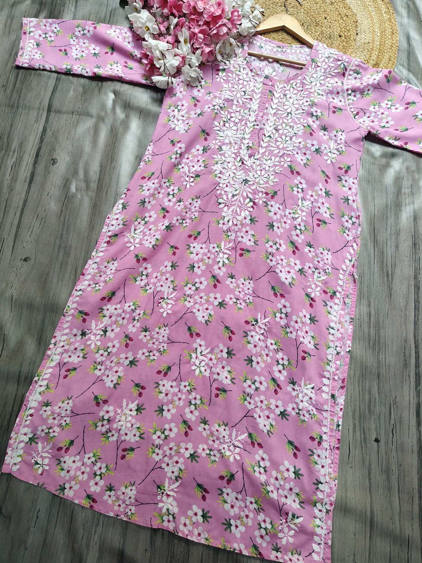 Mul Mul Cotton Kurti with Chikankari Embroidery