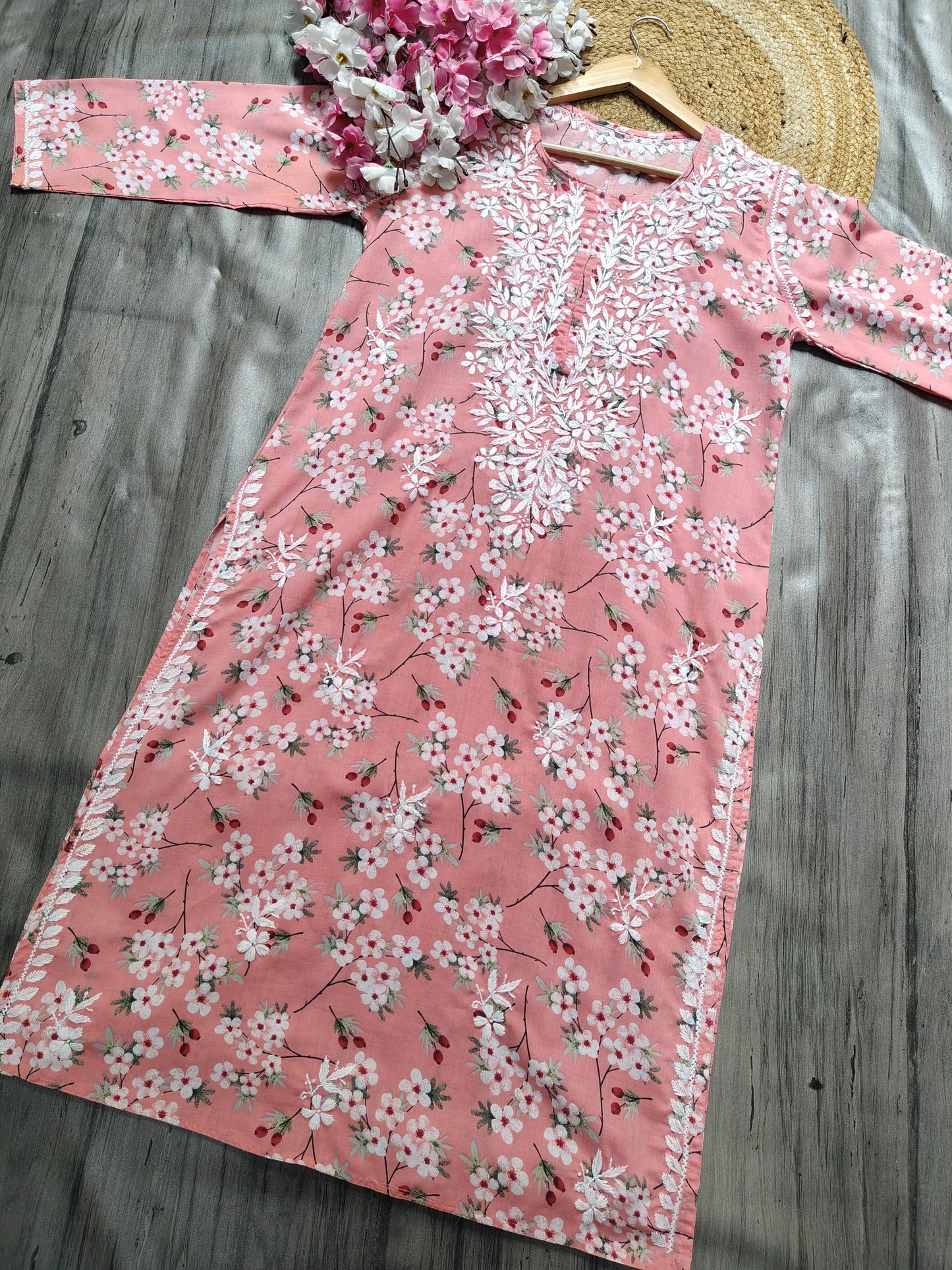 Mul Mul Cotton Kurti with Chikankari Embroidery