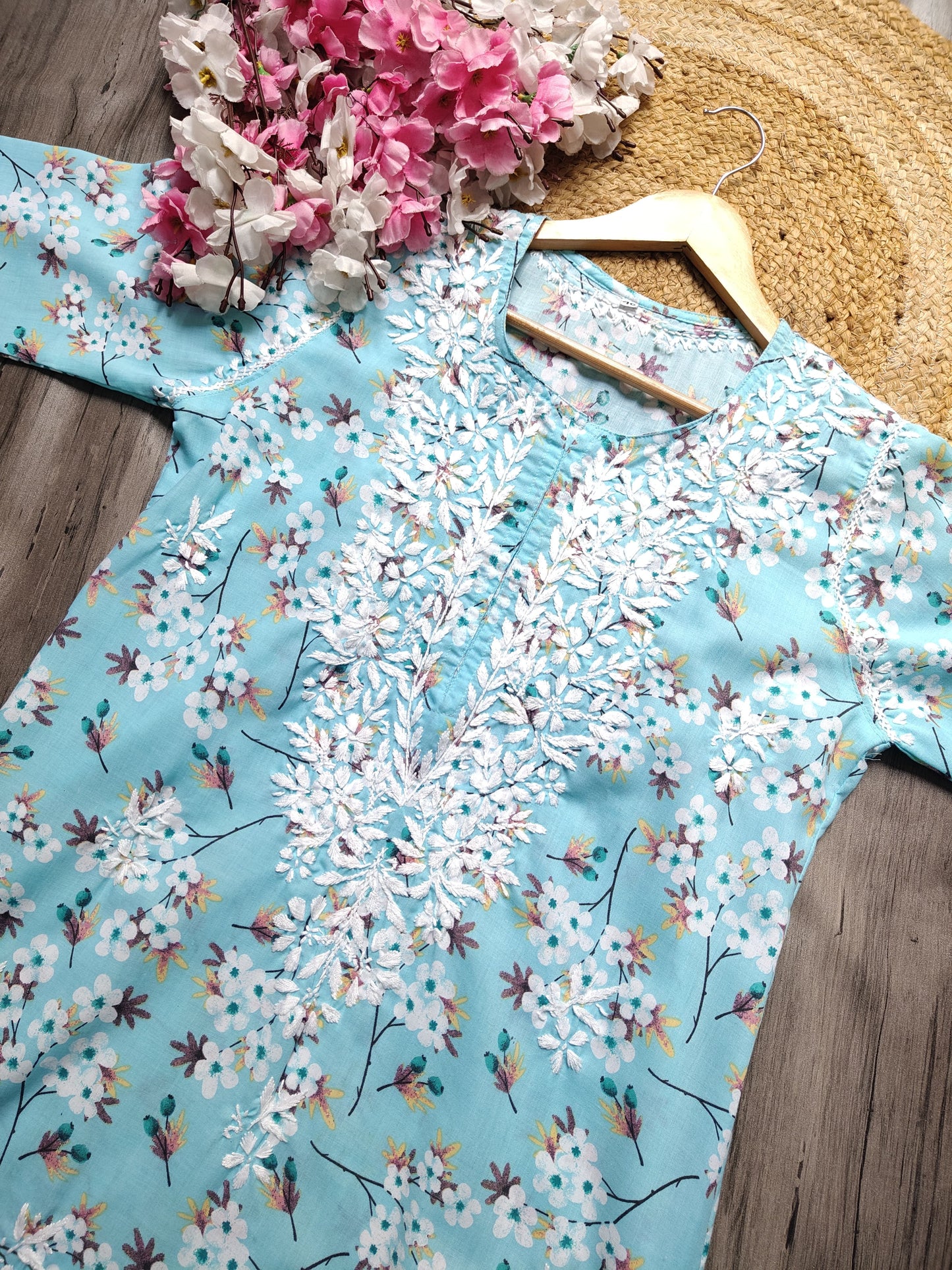 Mul Mul Cotton Kurti with Chikankari Embroidery