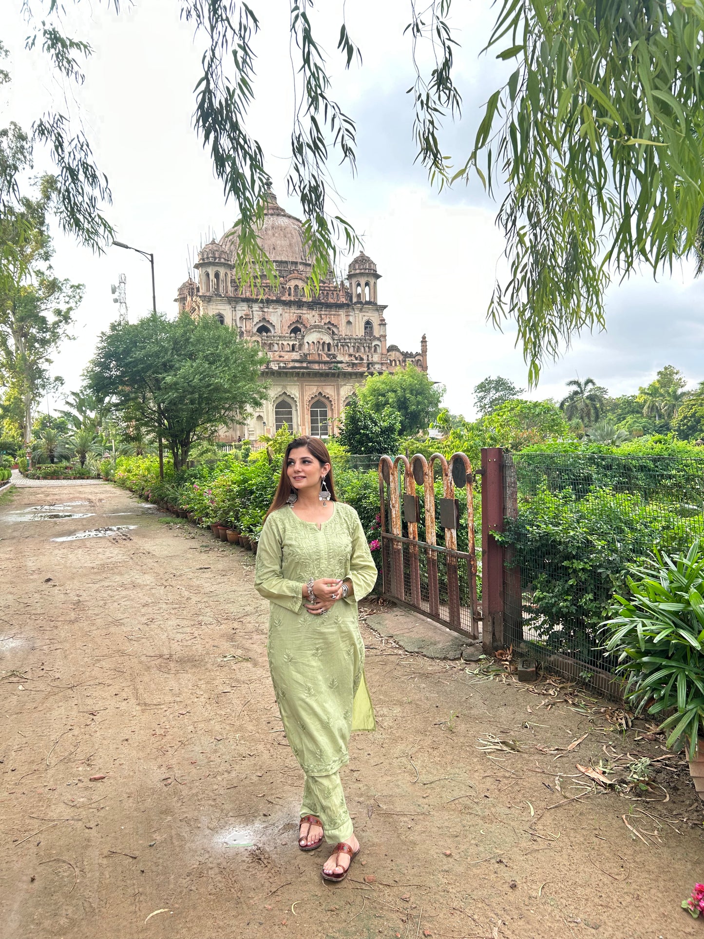 Chikankari Mul Mul Cotton Kurti Set