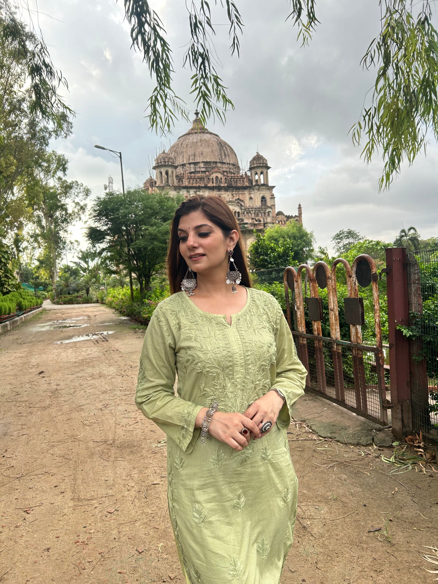 Chikankari Mul Mul Cotton Kurti Set