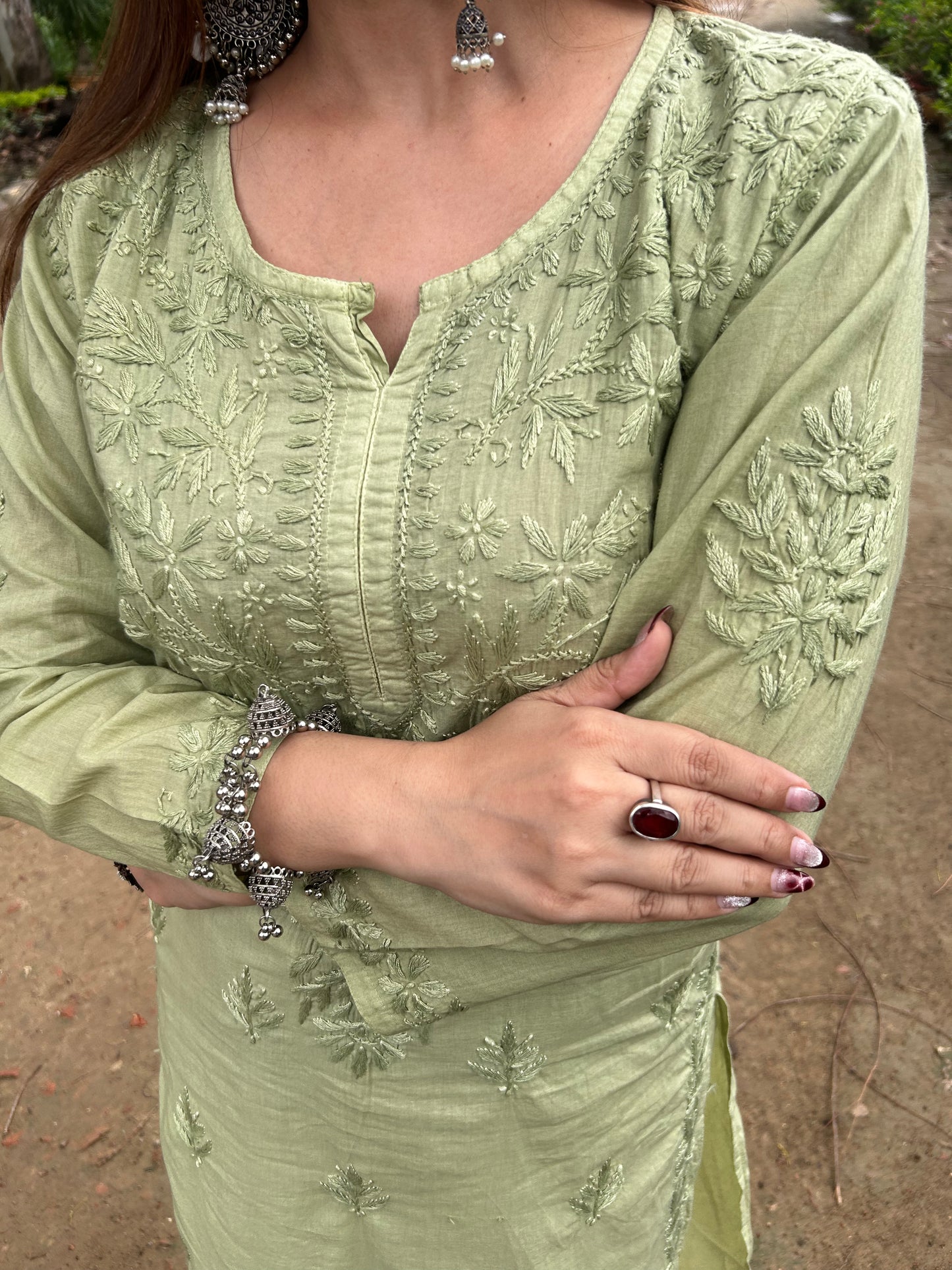 Chikankari Mul Mul Cotton Kurti Set