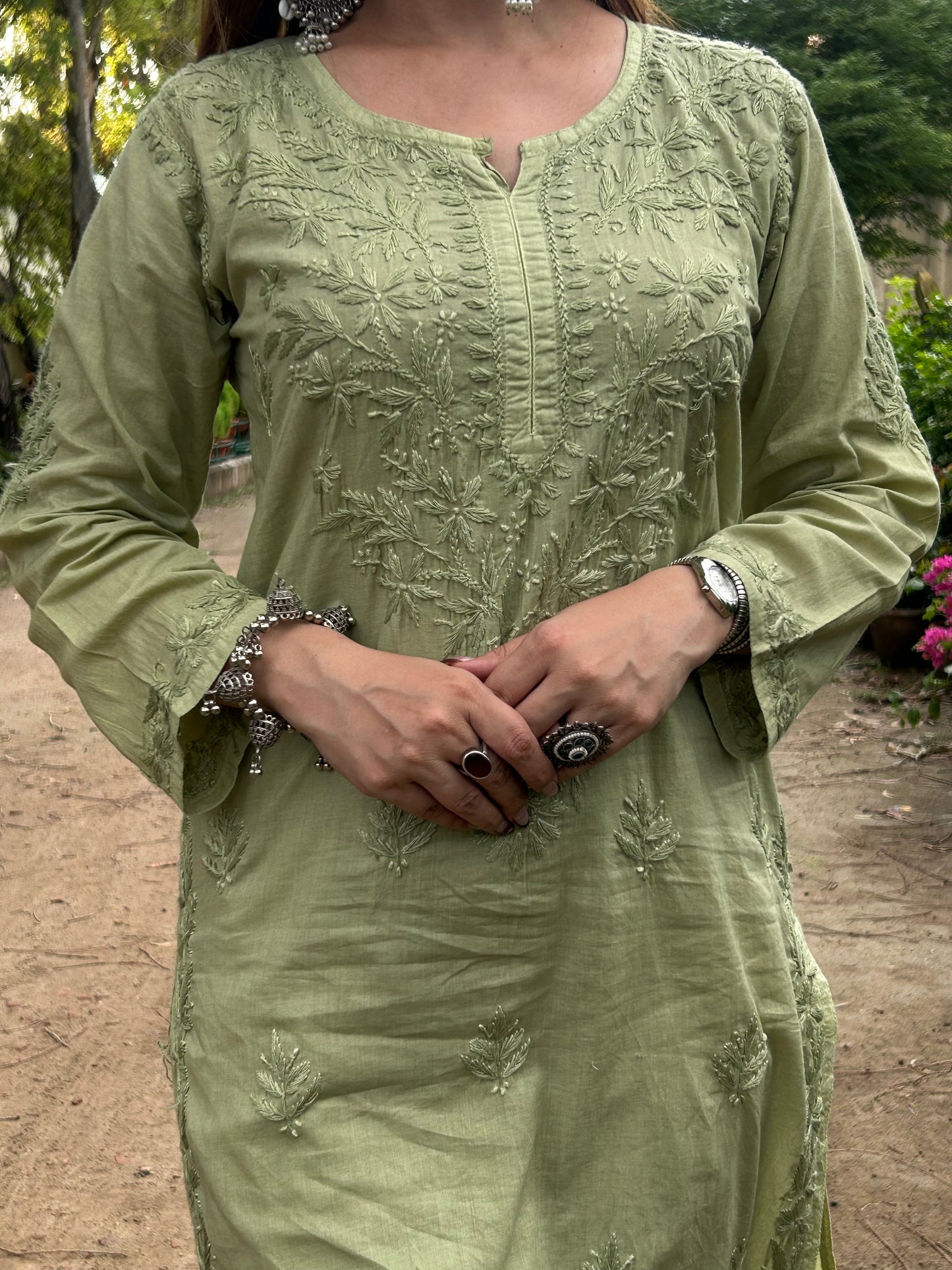 Chikankari Mul Mul Cotton Kurti Set