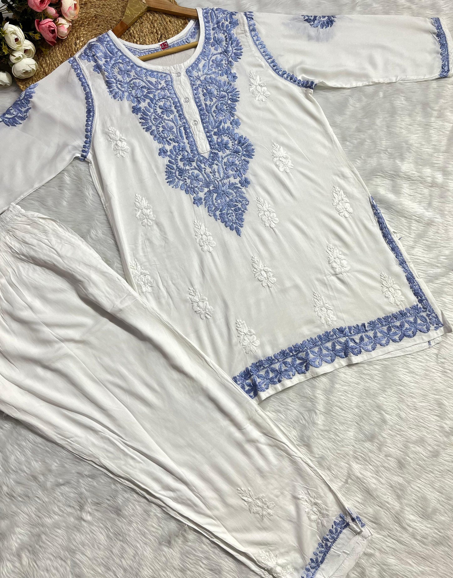 Modal Co-ord Set with Chikankari Embroidery