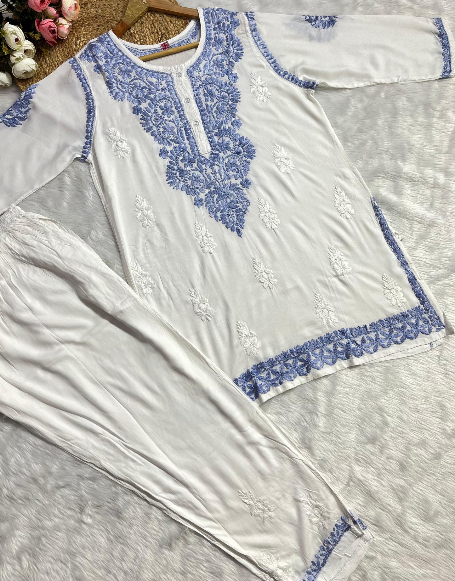 Modal Co-ord Set with Chikankari Embroidery