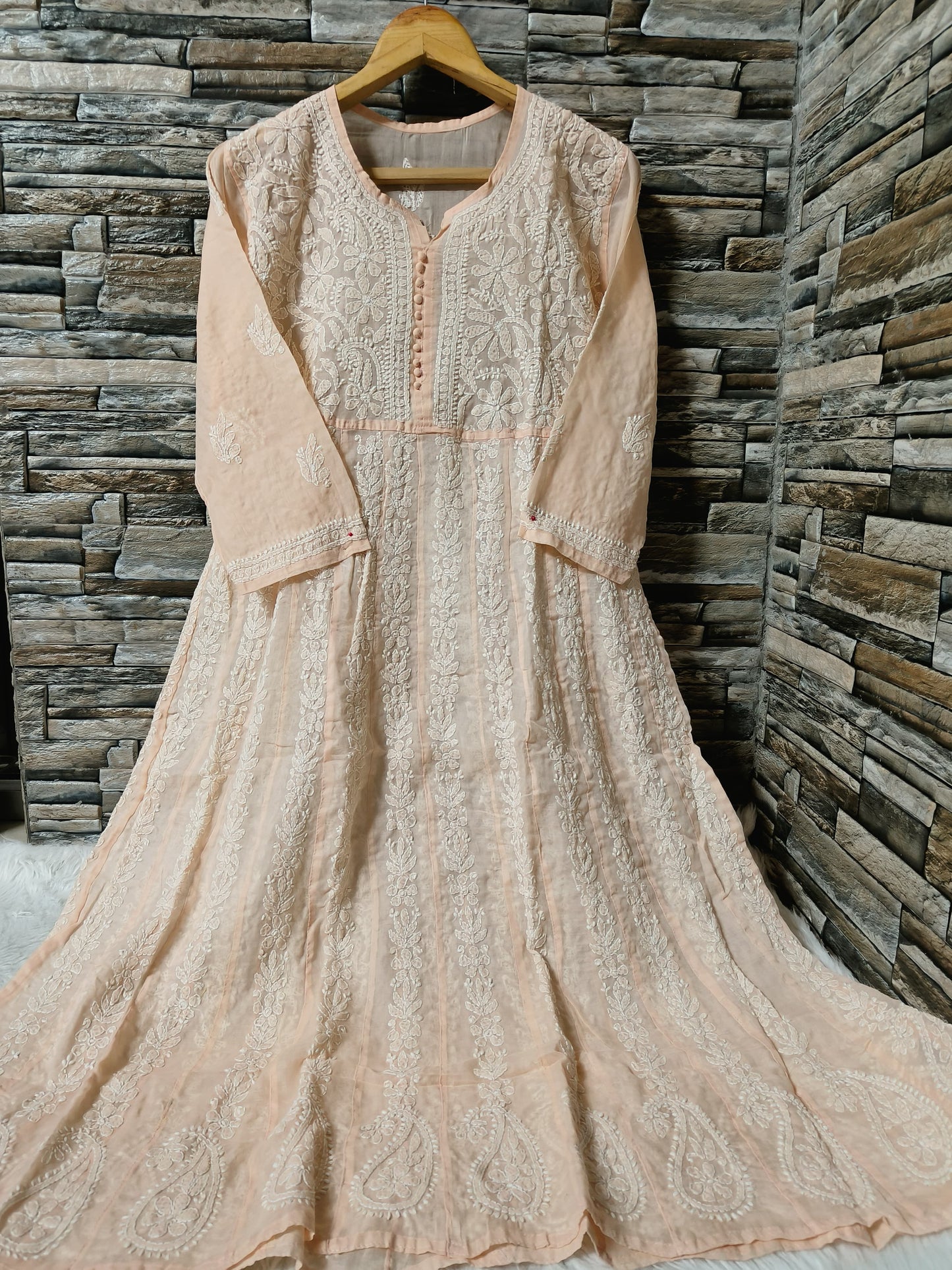 Cotton Anarkali with Chikan Embroidery