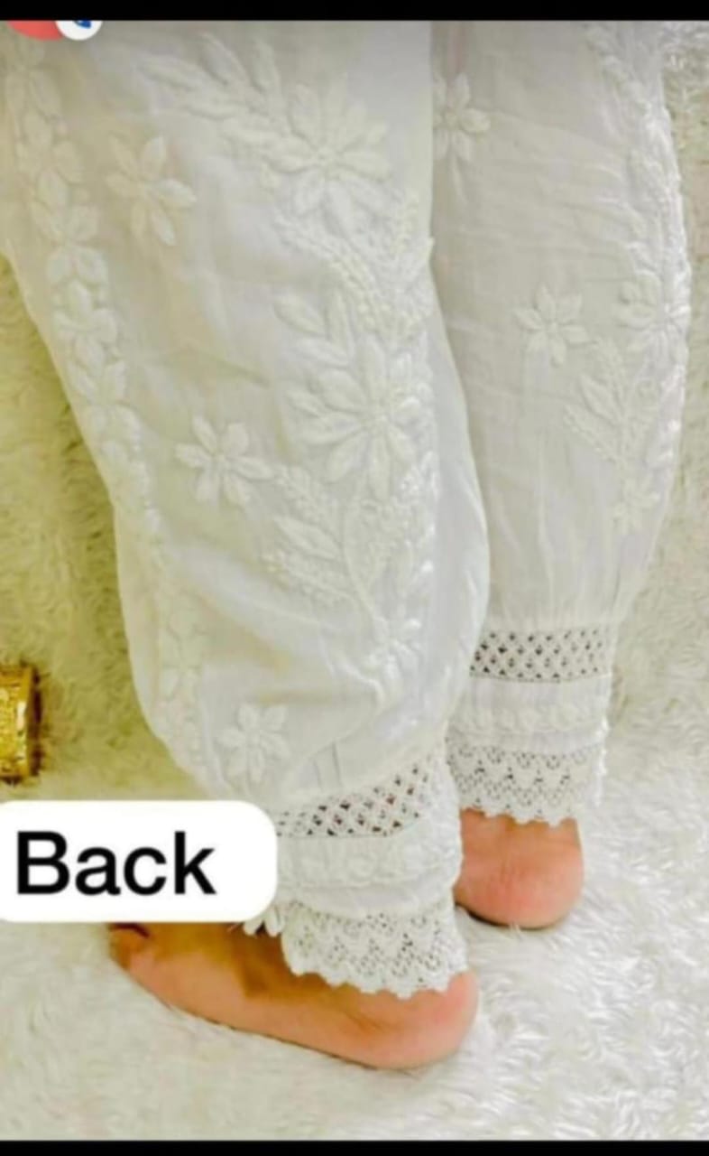 Handmade Chikan work Afghani Pant