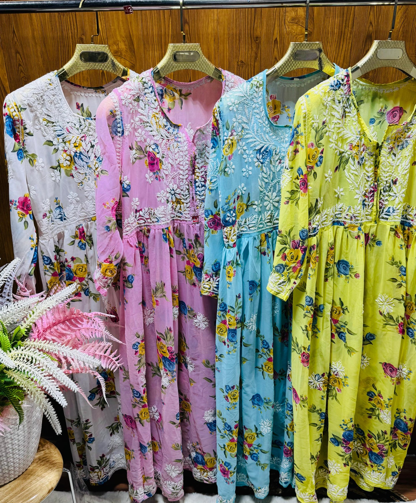 Printed Chikankari Georgette Gown
