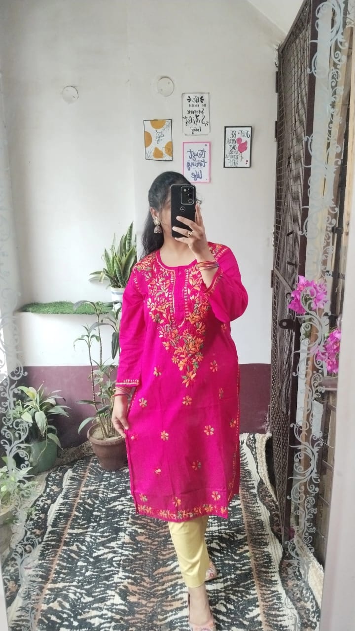 Handcrafted Chikankari Cotton Kurti