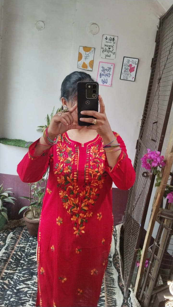 Handcrafted Chikankari Cotton Kurti