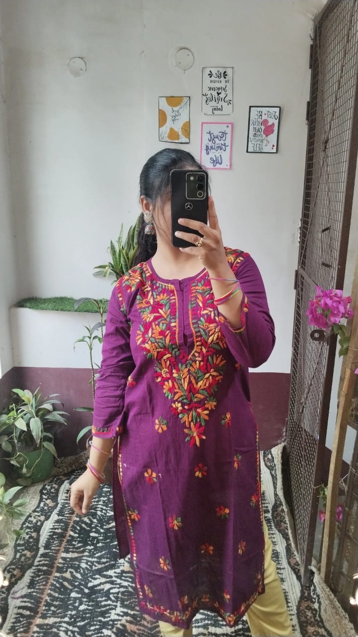 Handcrafted Chikankari Cotton Kurti
