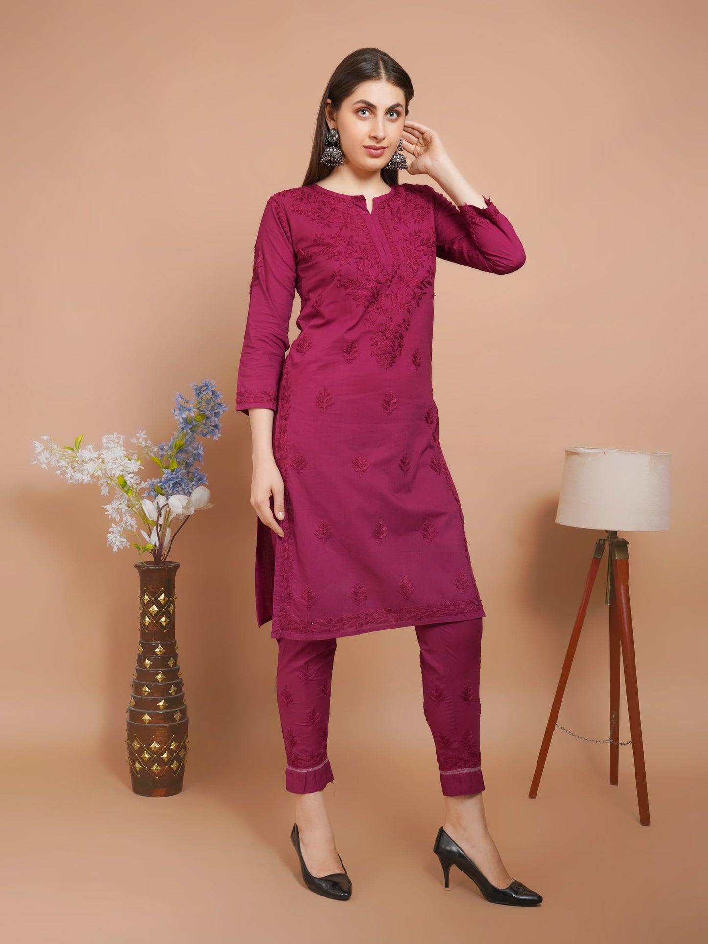 Chikankari Mul Mul Cotton Kurti Set