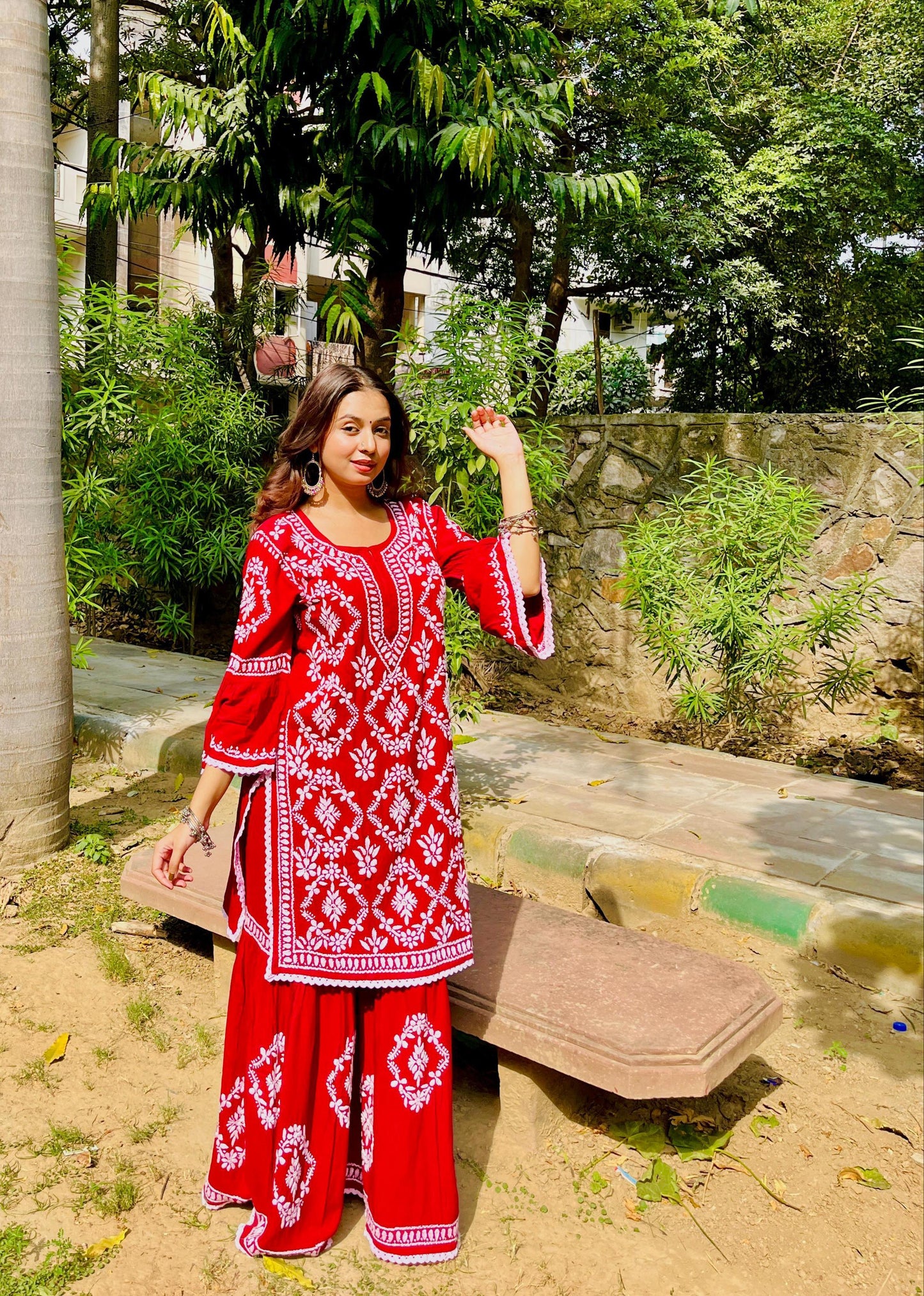 Rayon Garara Set with Chikan Embroidery