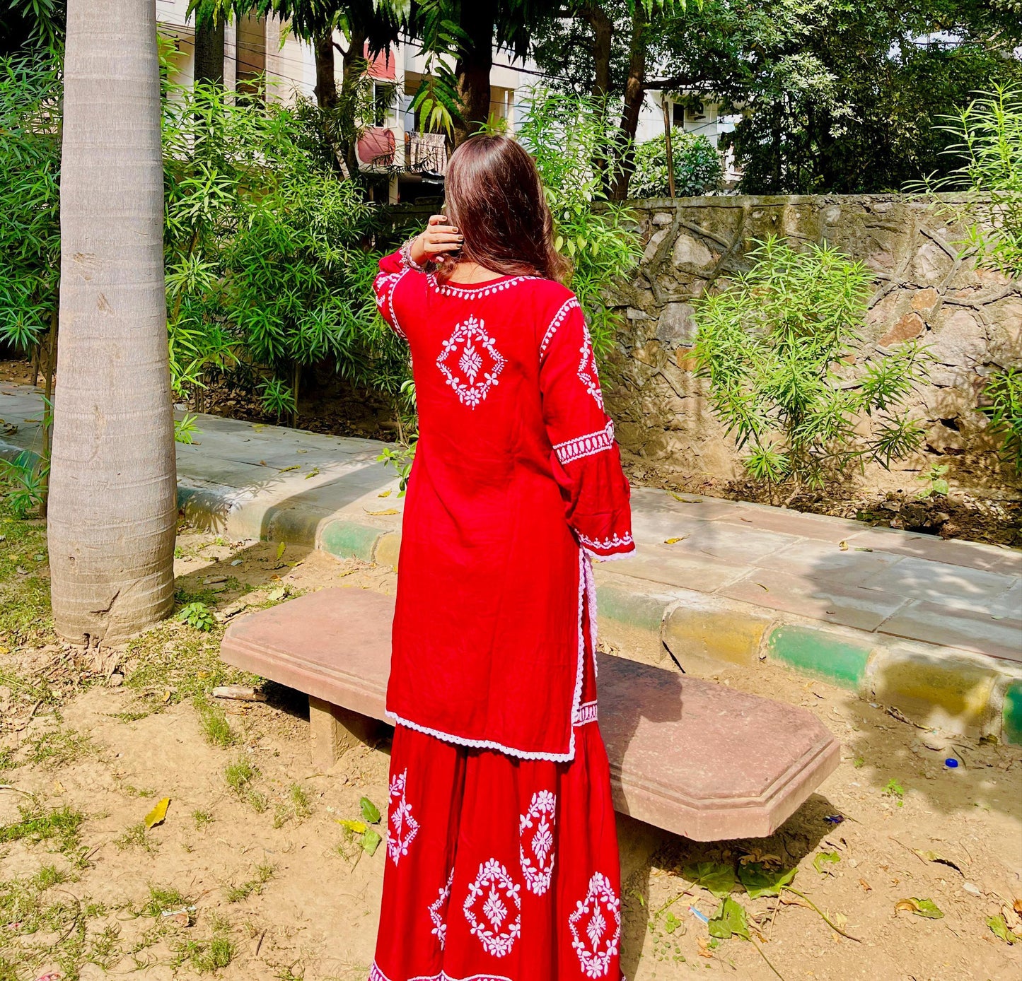 Rayon Garara Set with Chikan Embroidery