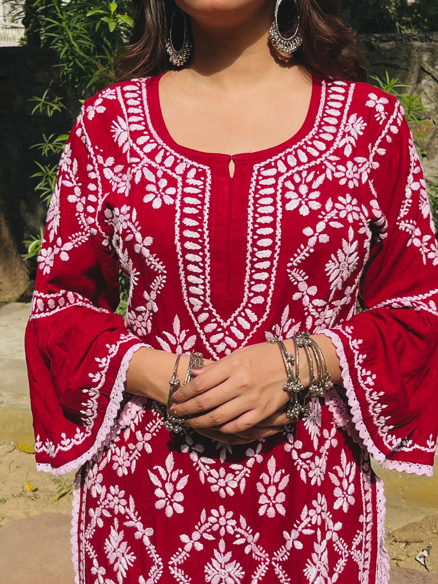 Rayon Garara Set with Chikan Embroidery