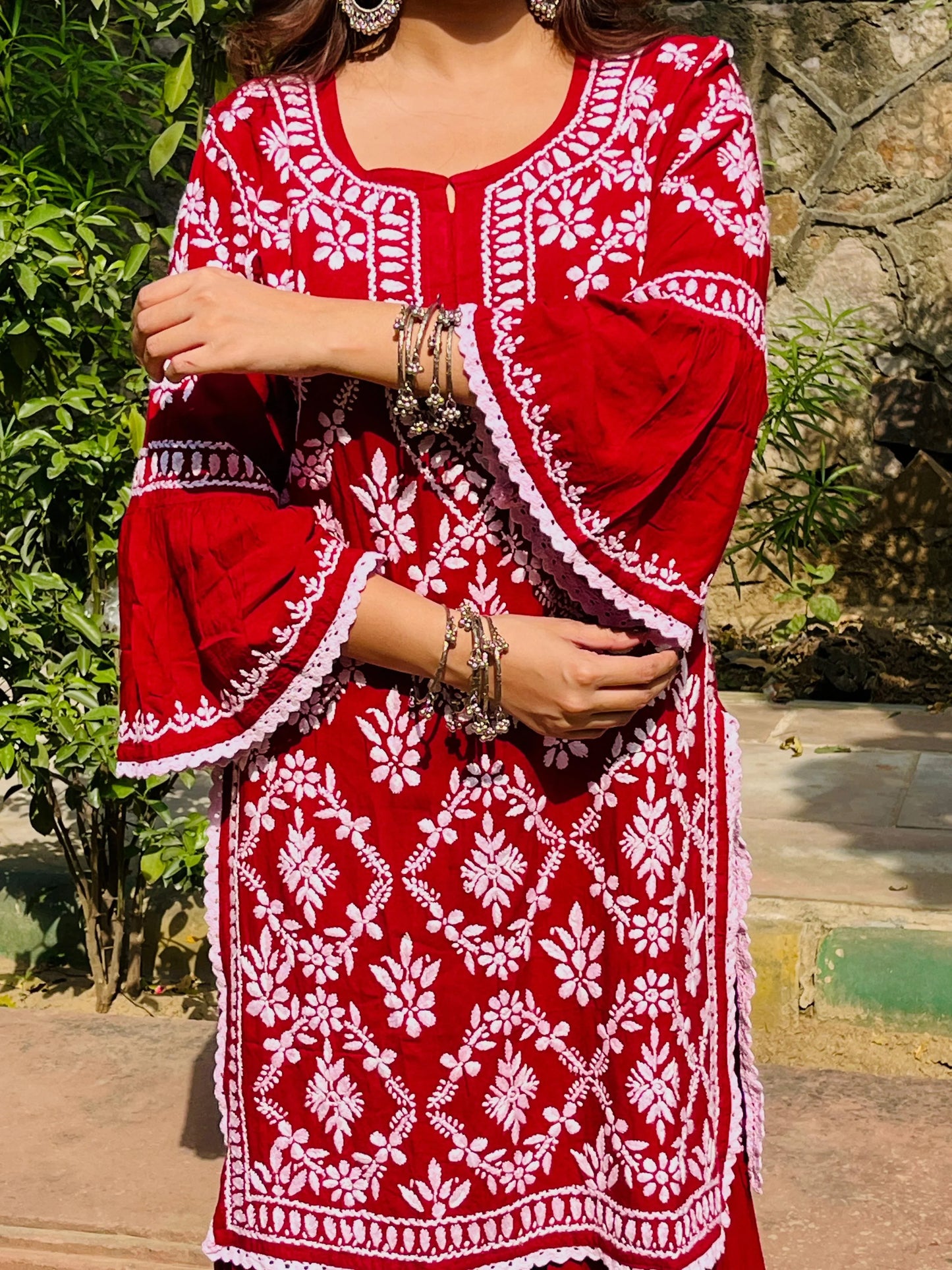 Rayon Garara Set with Chikan Embroidery