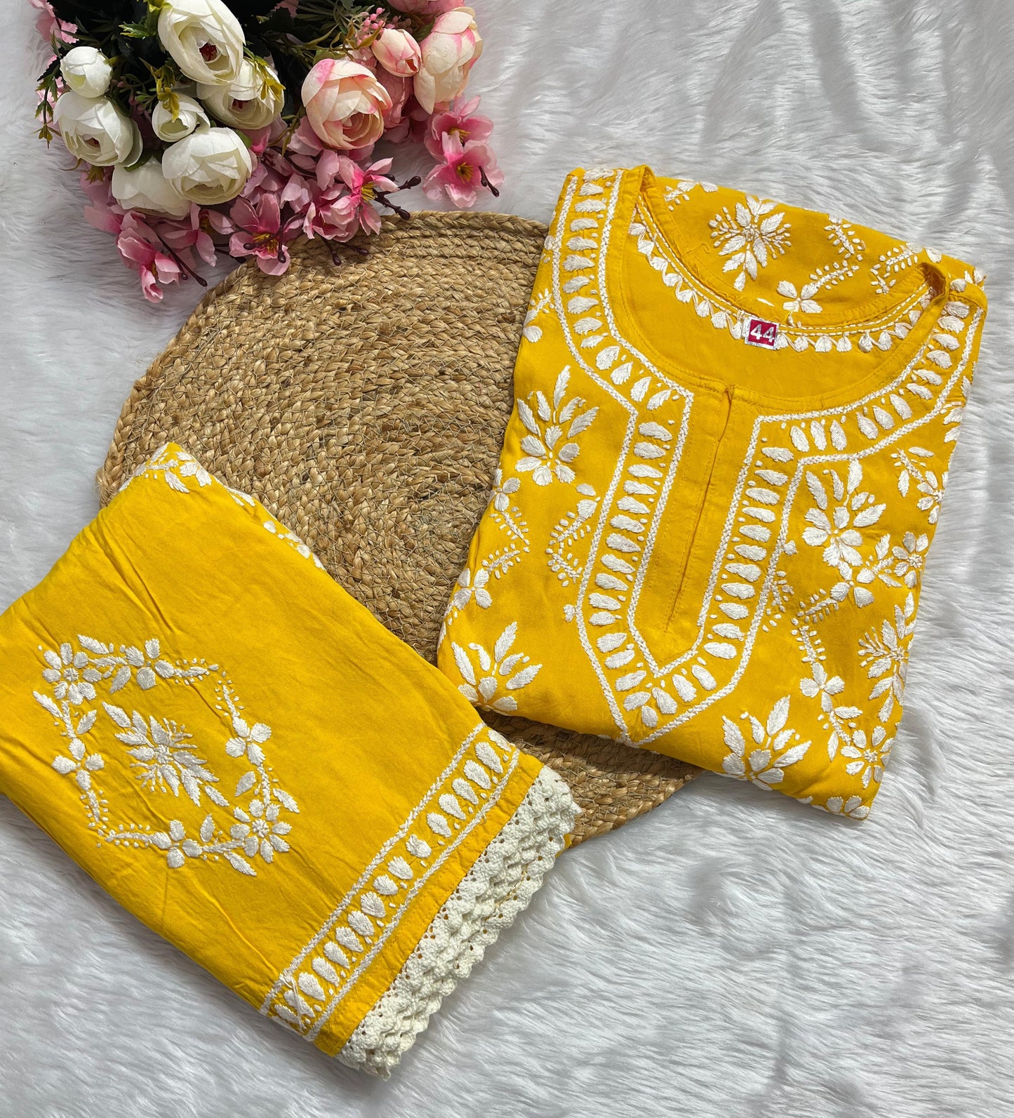 Rayon Garara Set with Chikan Embroidery