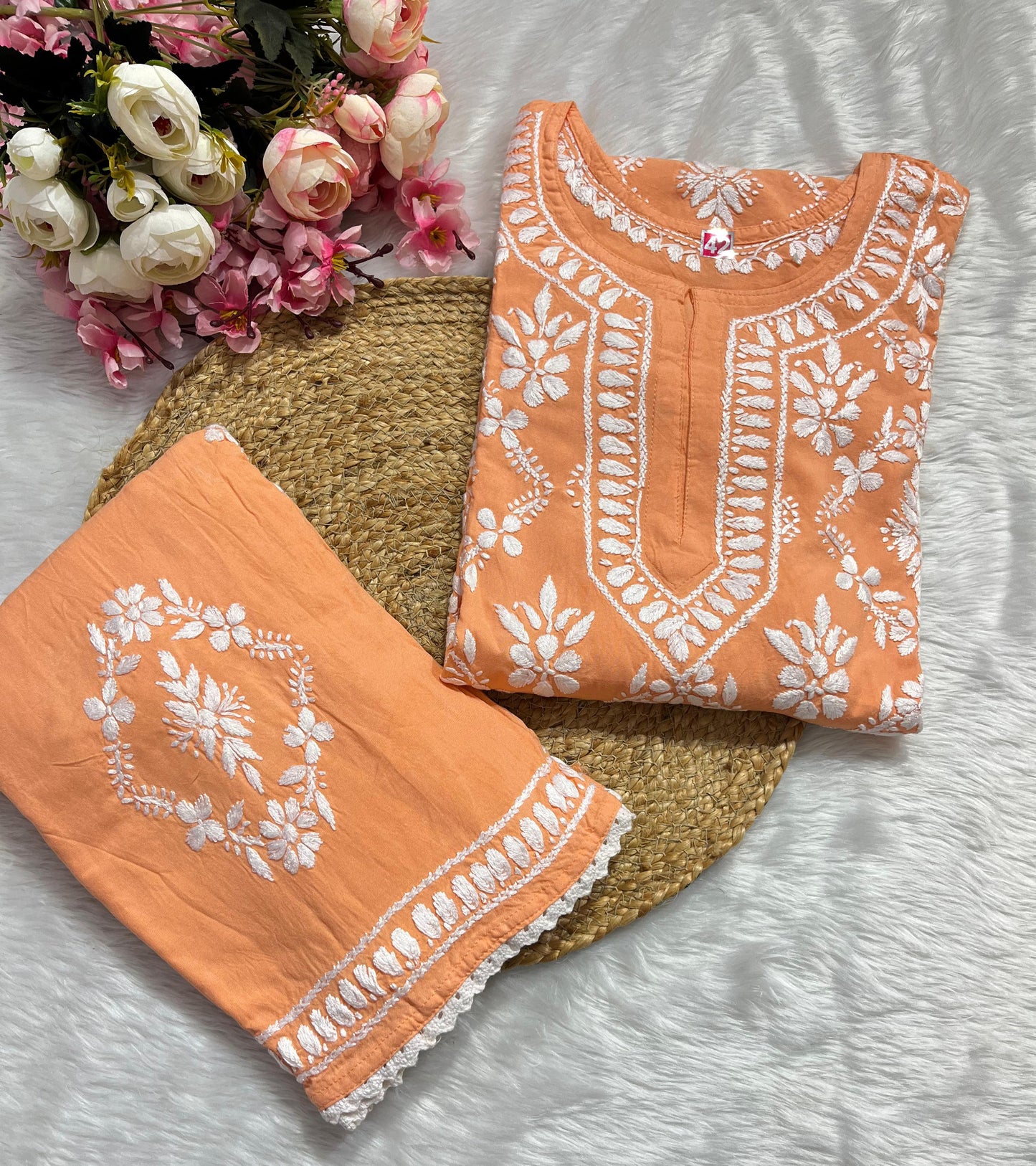 Rayon Garara Set with Chikan Embroidery