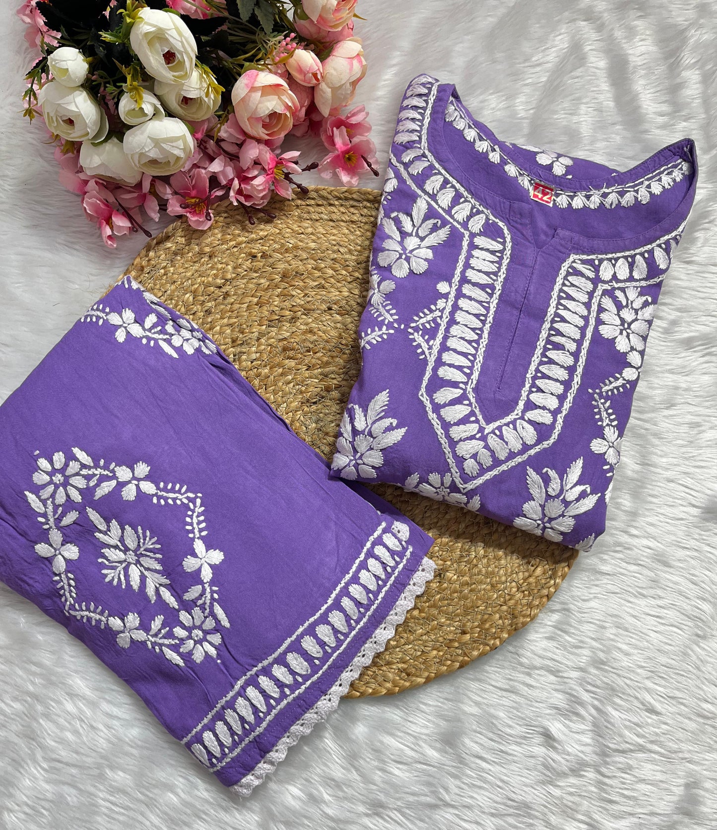 Rayon Garara Set with Chikan Embroidery