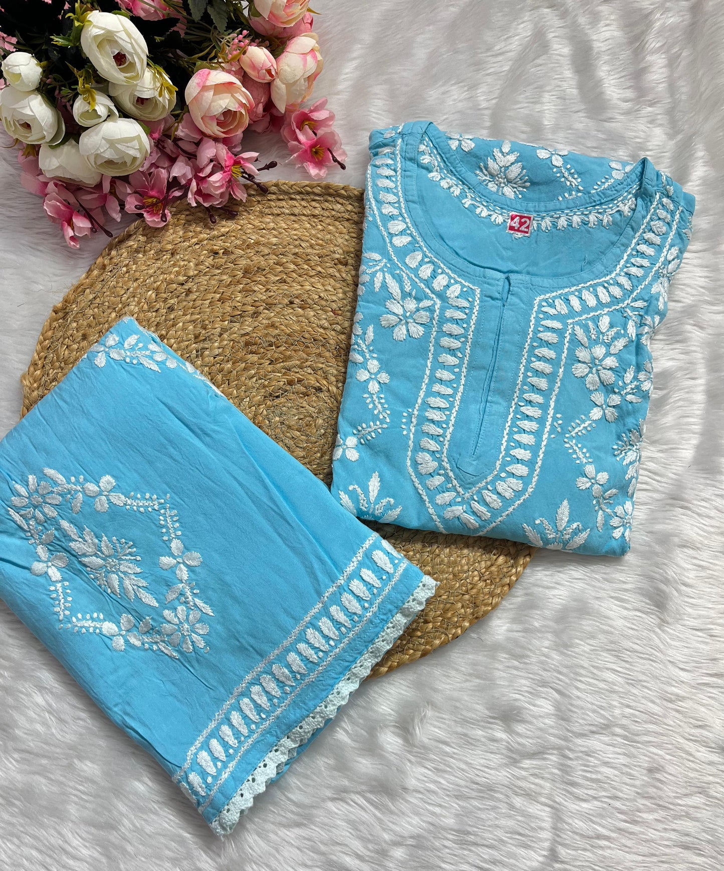 Rayon Garara Set with Chikan Embroidery