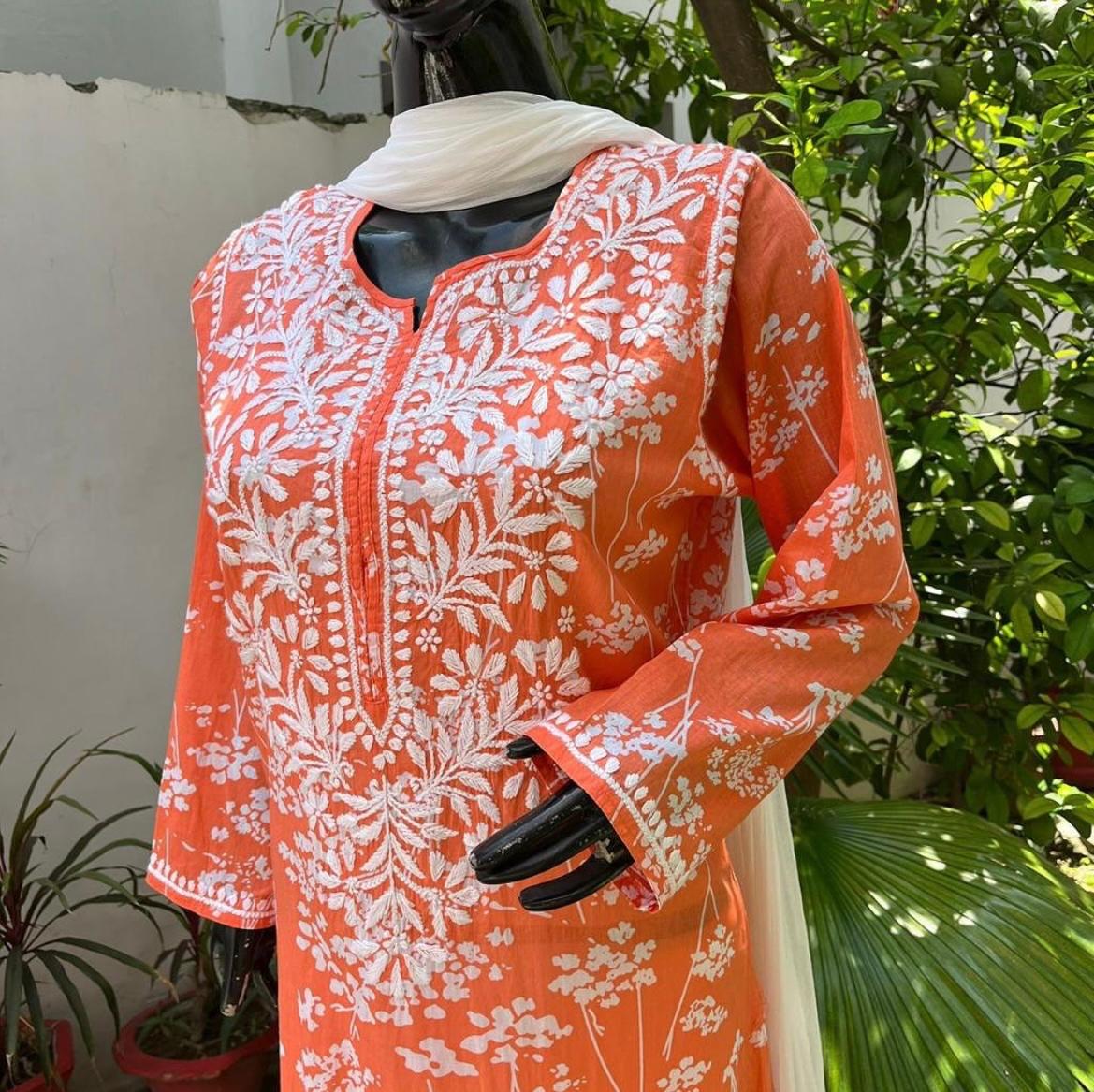 Cotton Kurti with Chikankari Embroidery