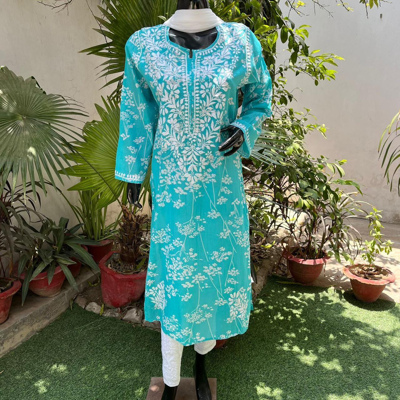 Cotton Kurti with Chikankari Embroidery