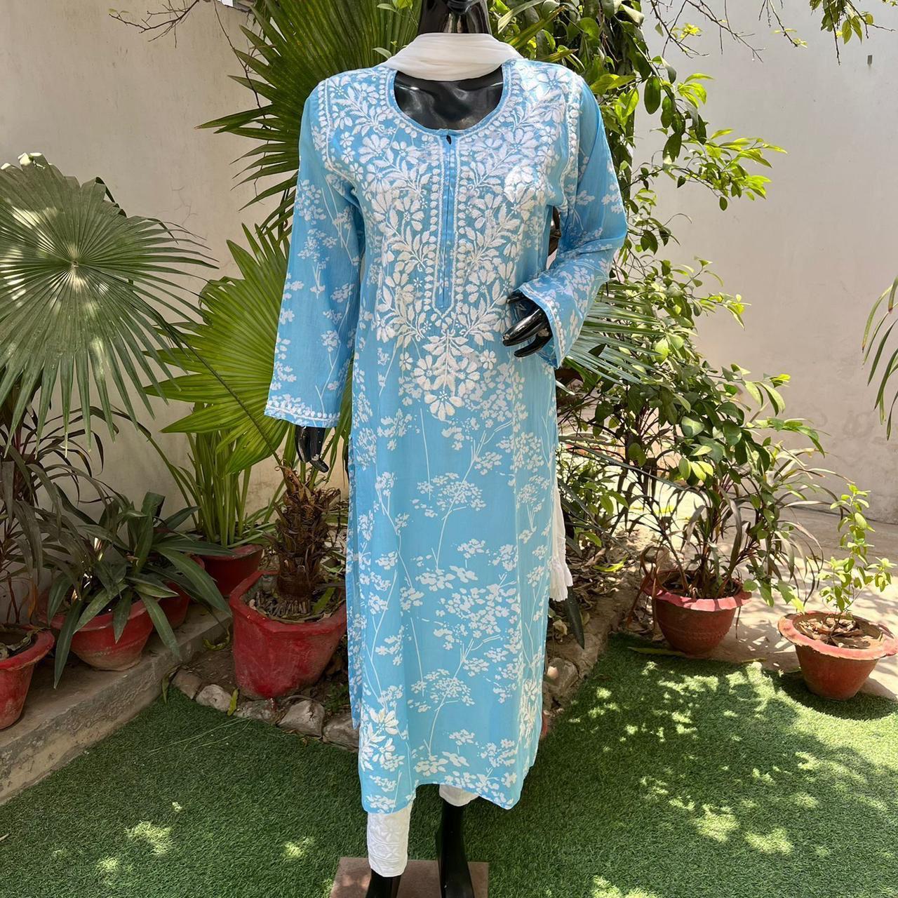 Cotton Kurti with Chikankari Embroidery