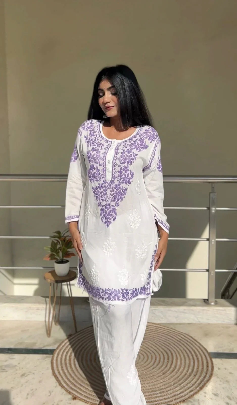 Modal Co-ord Set with Chikankari Embroidery