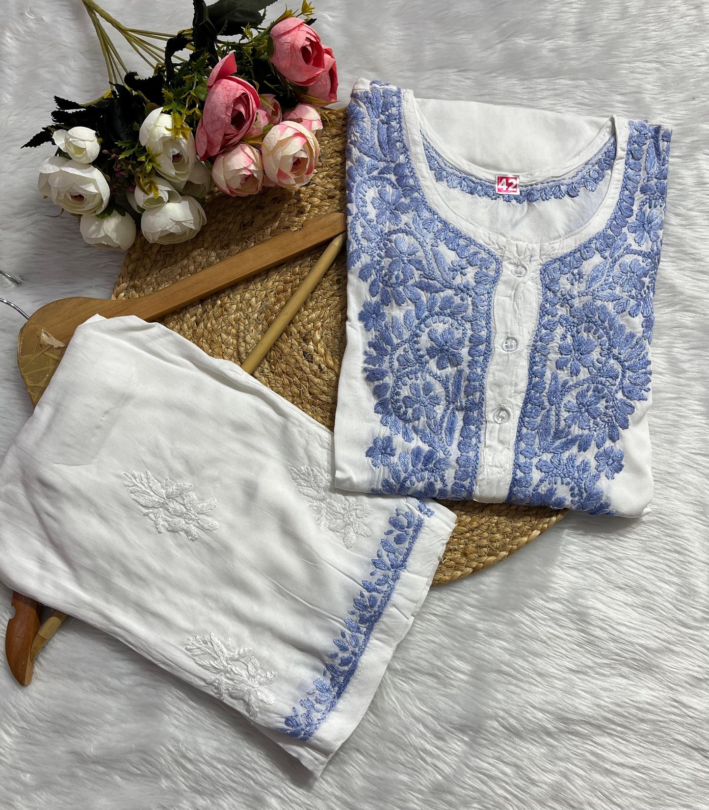 Modal Co-ord Set with Chikankari Embroidery