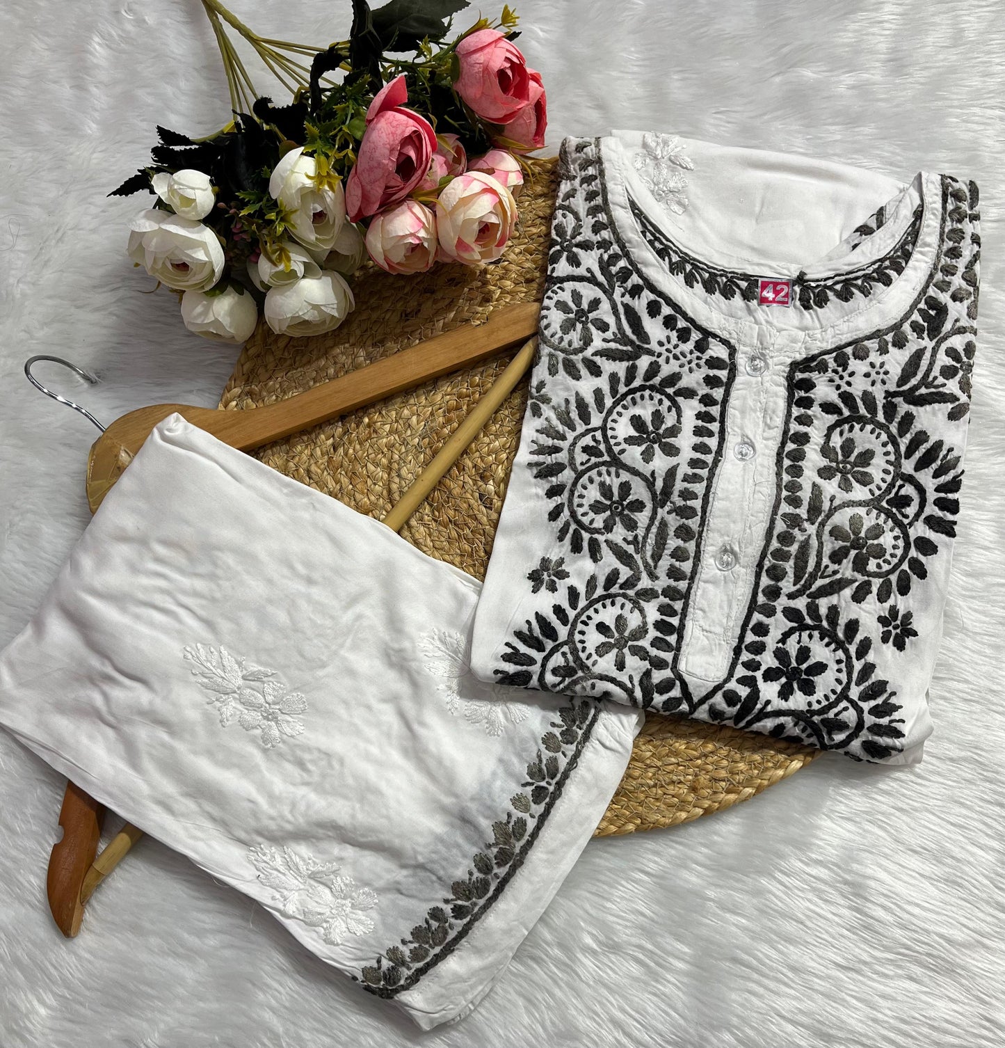 Modal Co-ord Set with Chikankari Embroidery