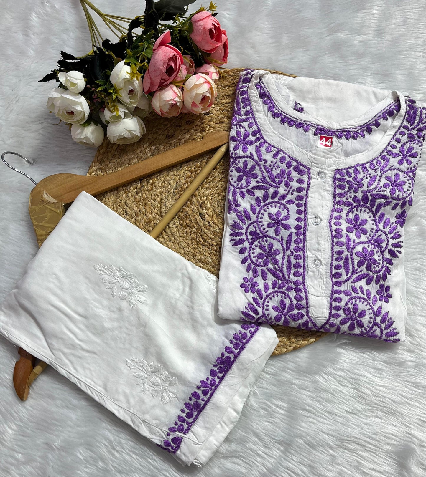 Modal Co-ord Set with Chikankari Embroidery