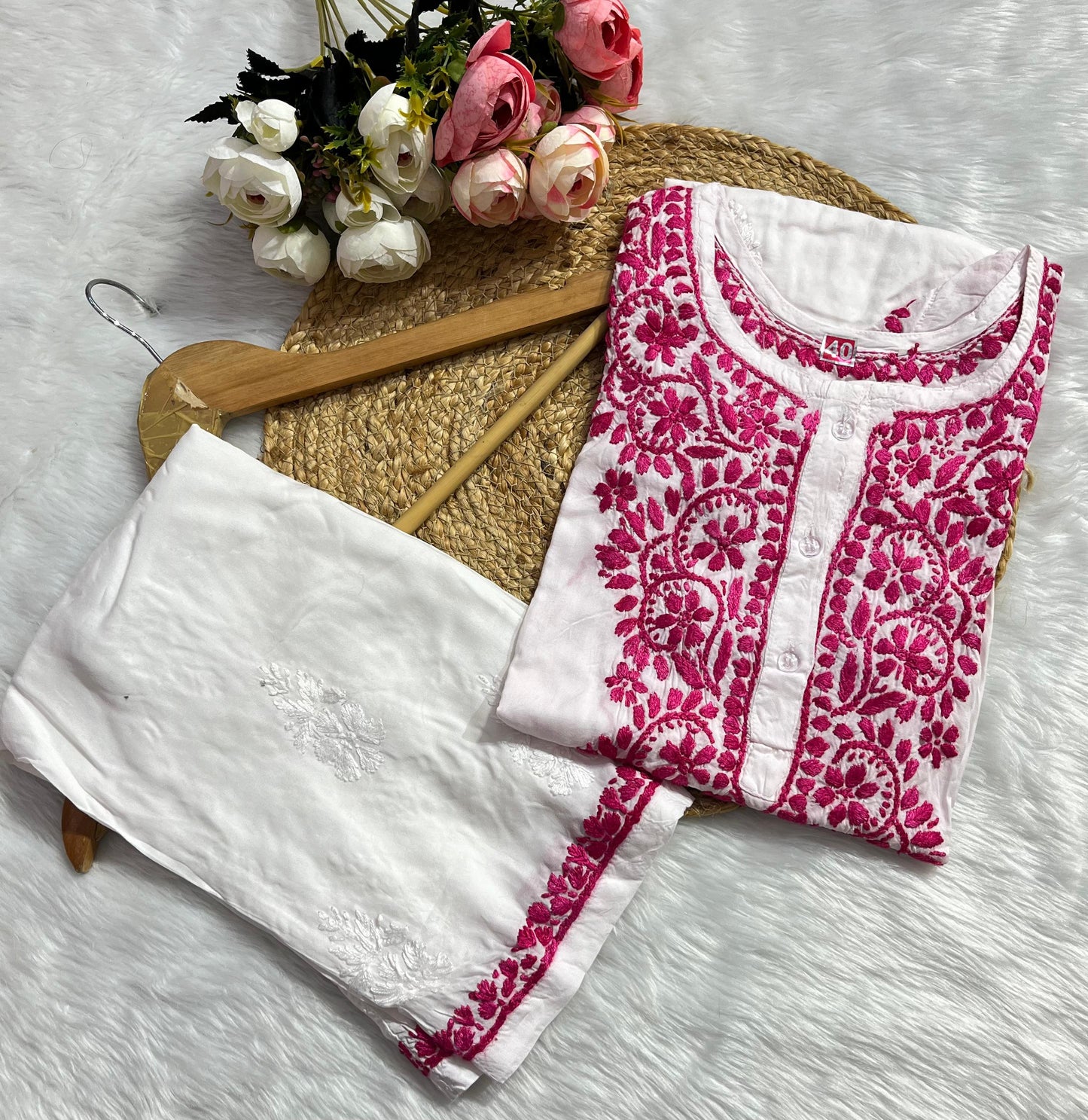 Modal Co-ord Set with Chikankari Embroidery