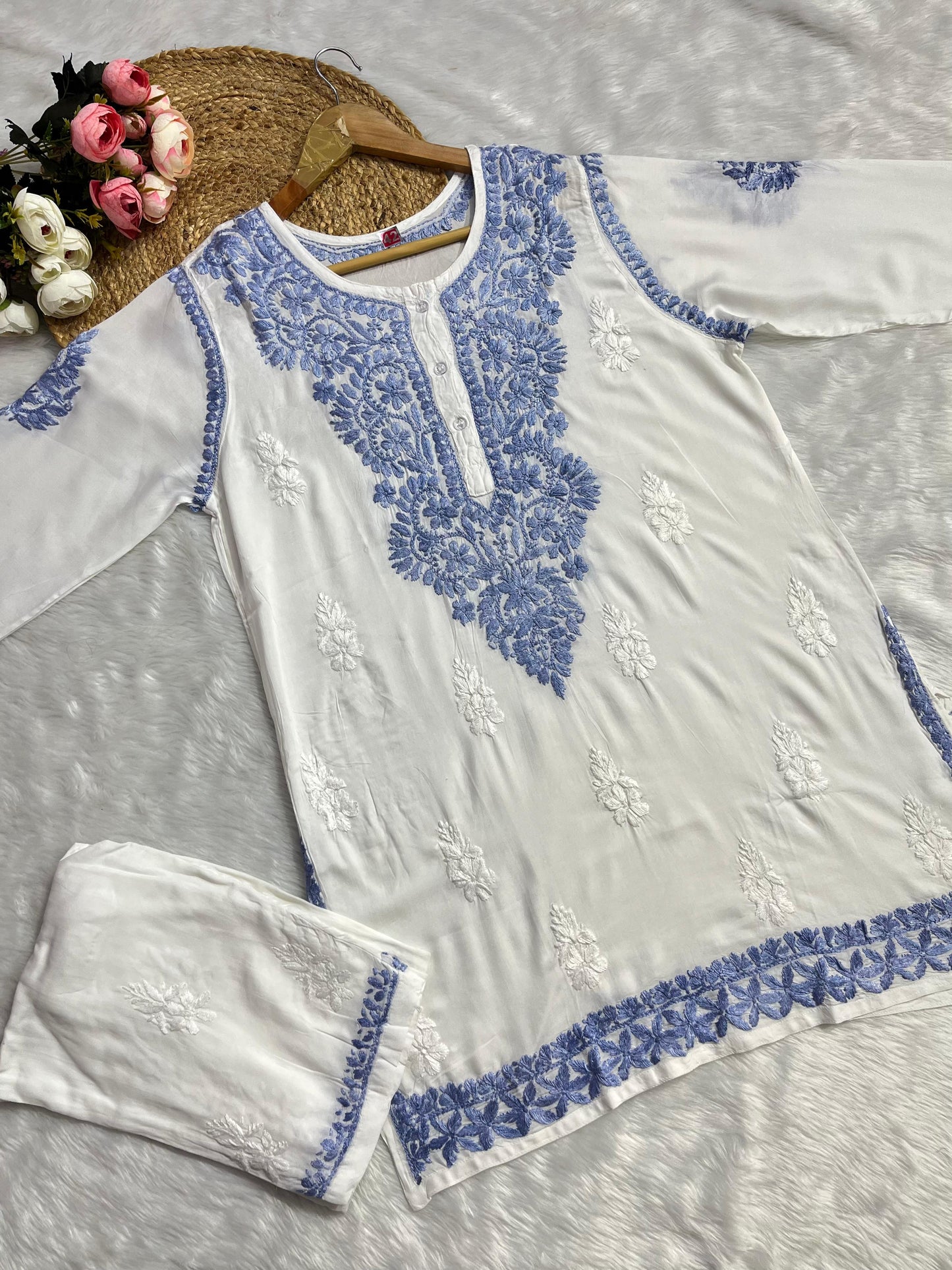 Modal Co-ord Set with Chikankari Embroidery