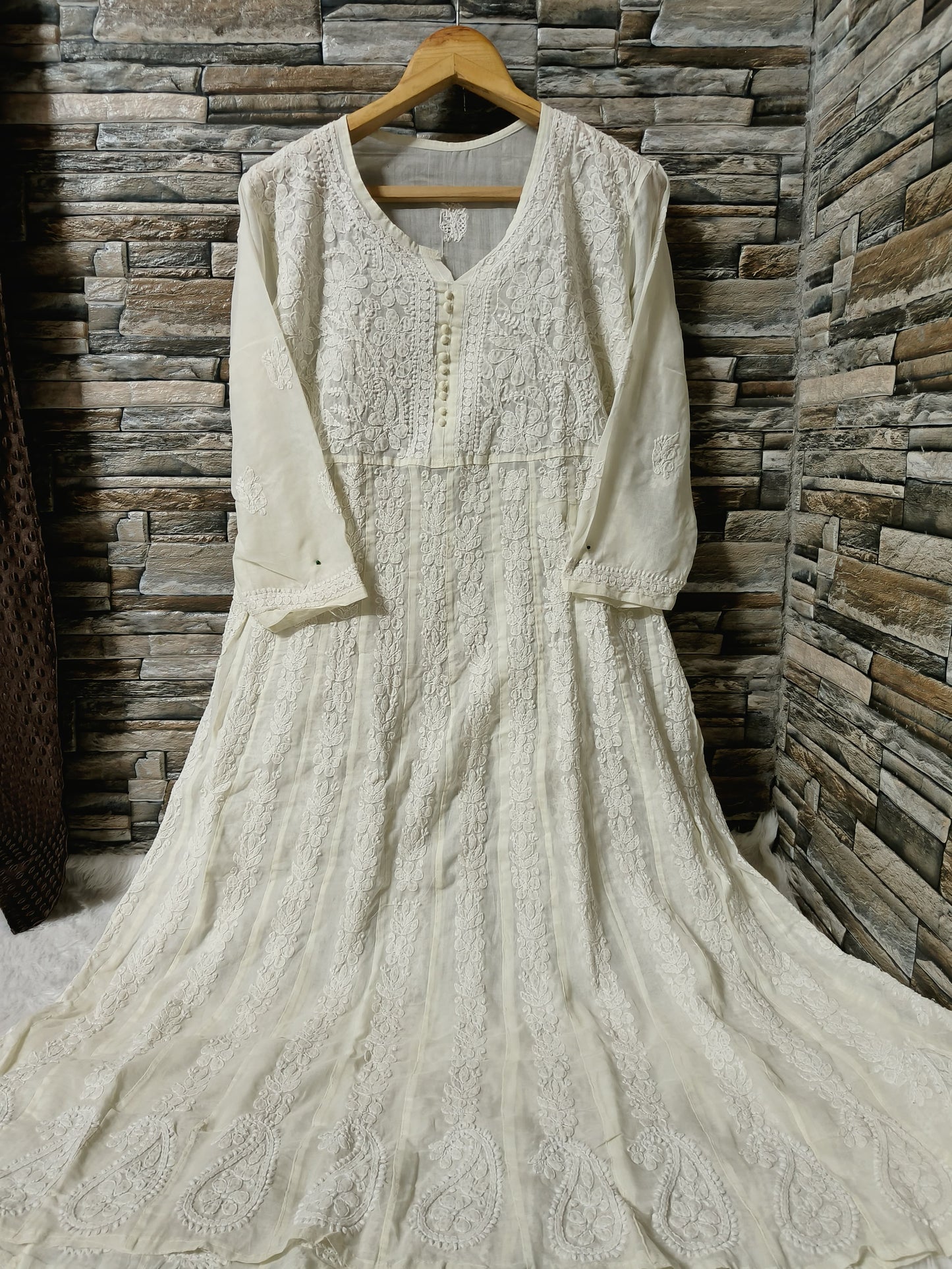 Cotton Anarkali with Chikan Embroidery