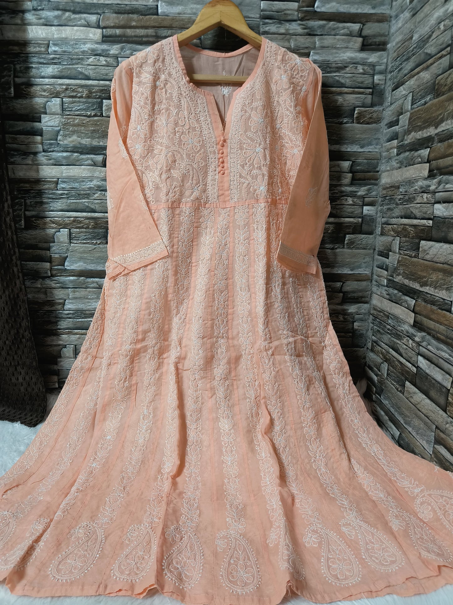 Cotton Anarkali with Chikan Embroidery