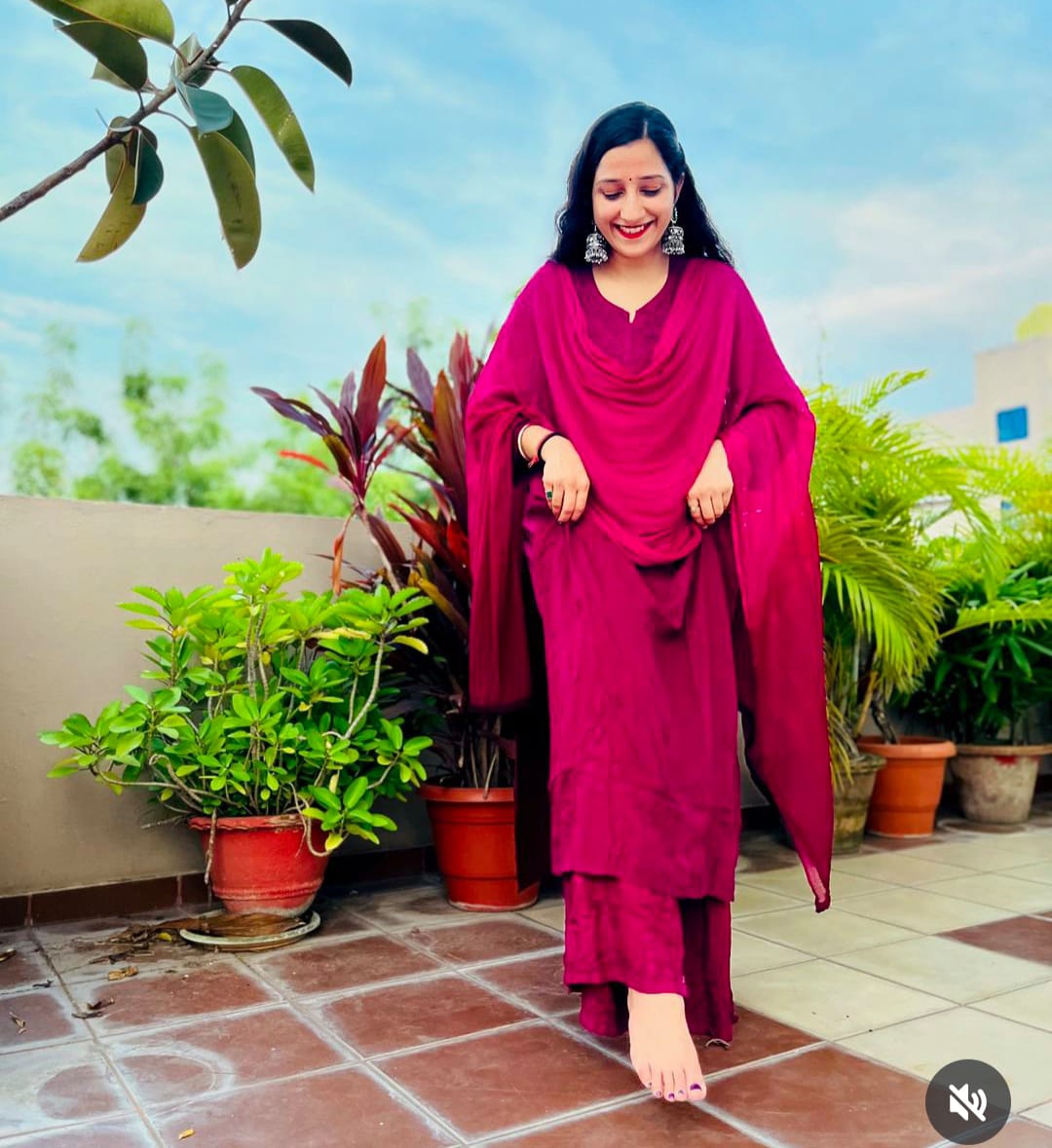 Rayon Kurti Palazzo Set with Chikan Embroidery