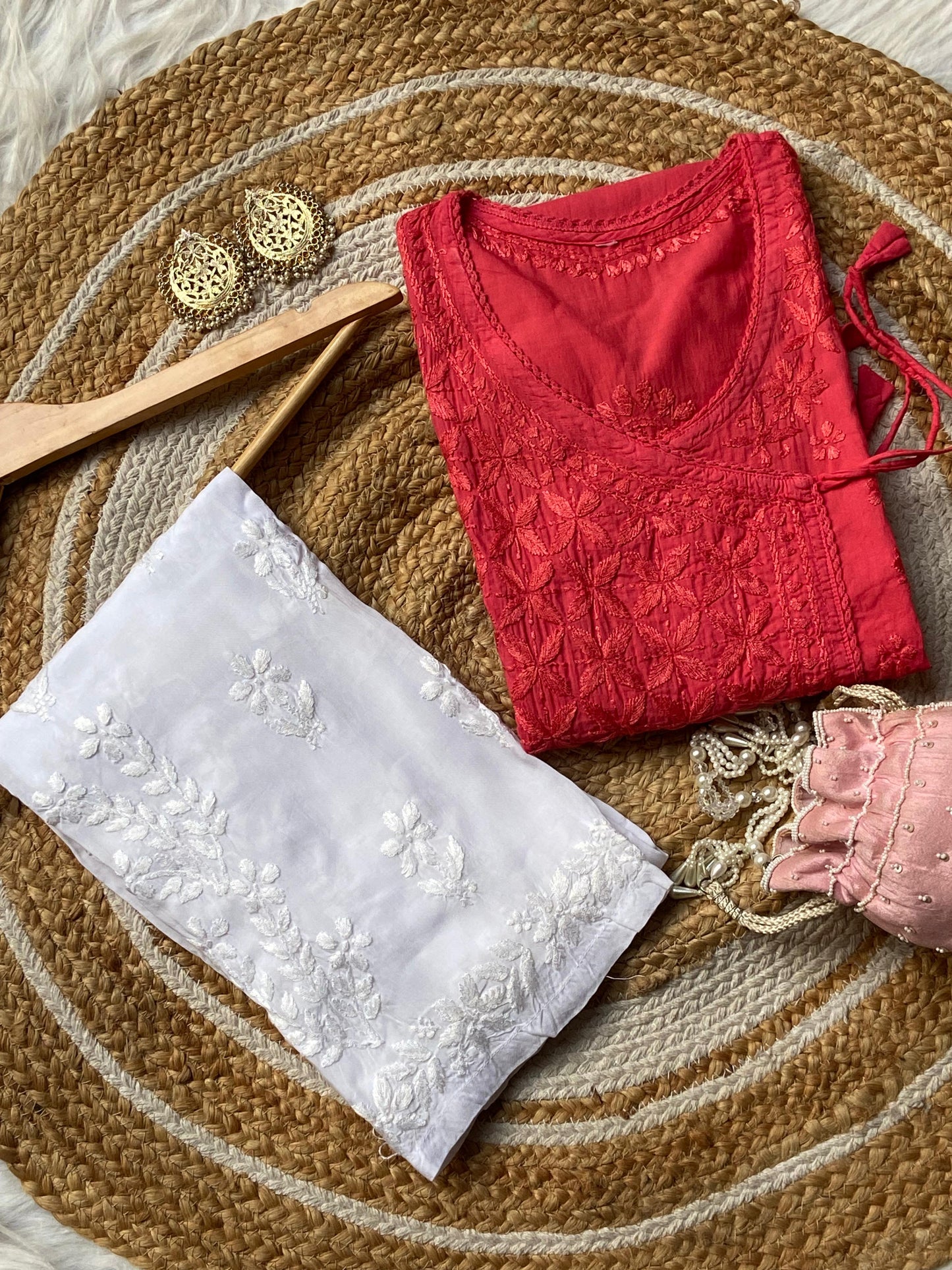 Mul Cotton Dyed Straight Angrakha Set
