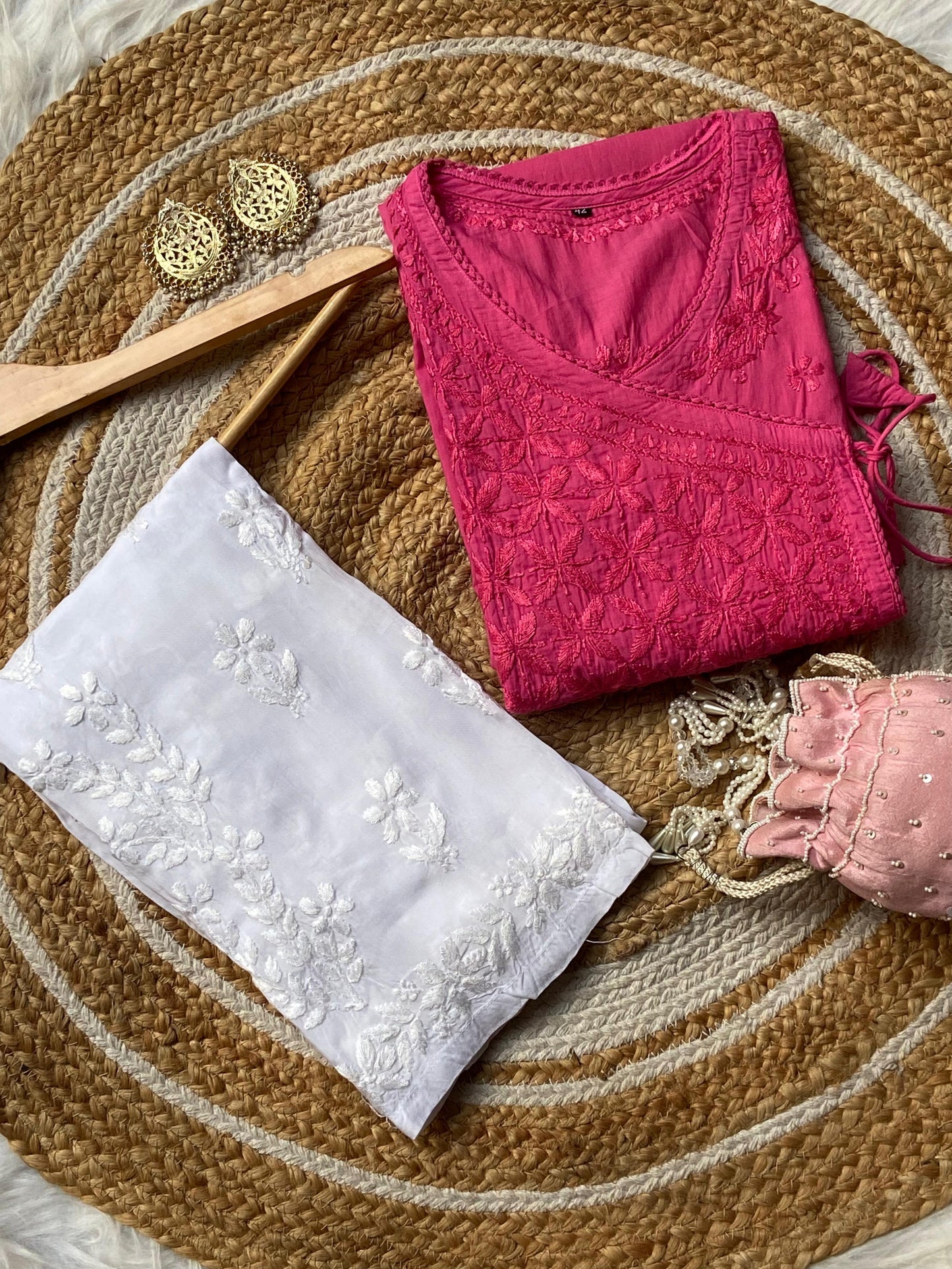 Mul Cotton Dyed Straight Angrakha Set