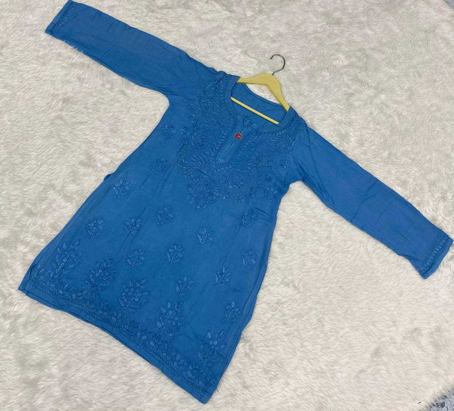 Rayon Short Top with Chikan Embroidery