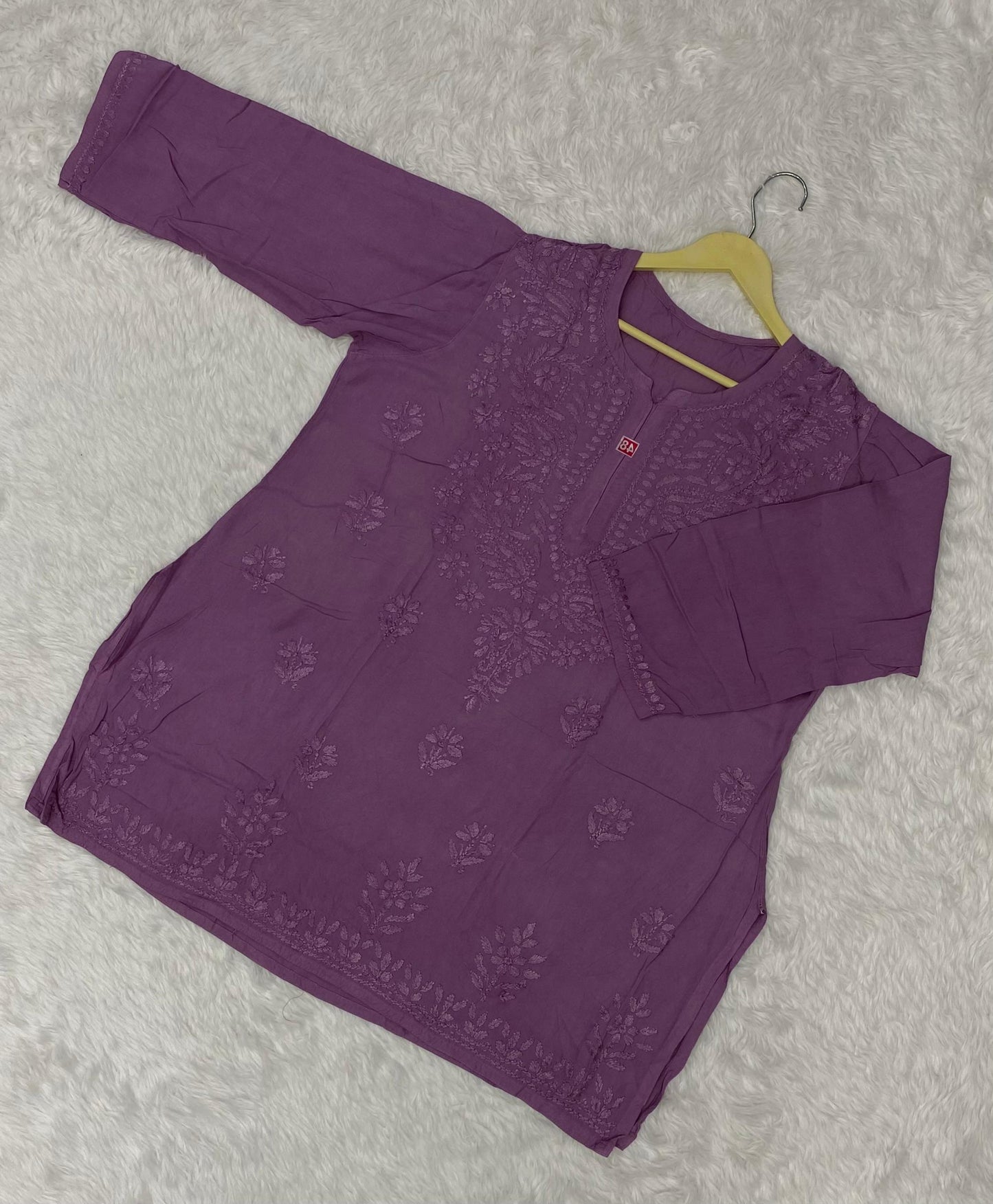 Rayon Short Top with Chikan Embroidery