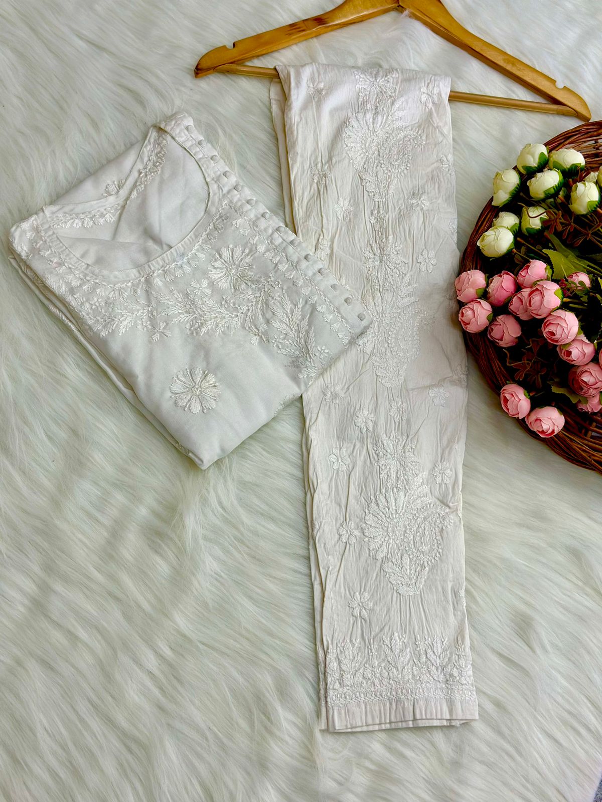 Cotton Chikankari Handmade Design Pants