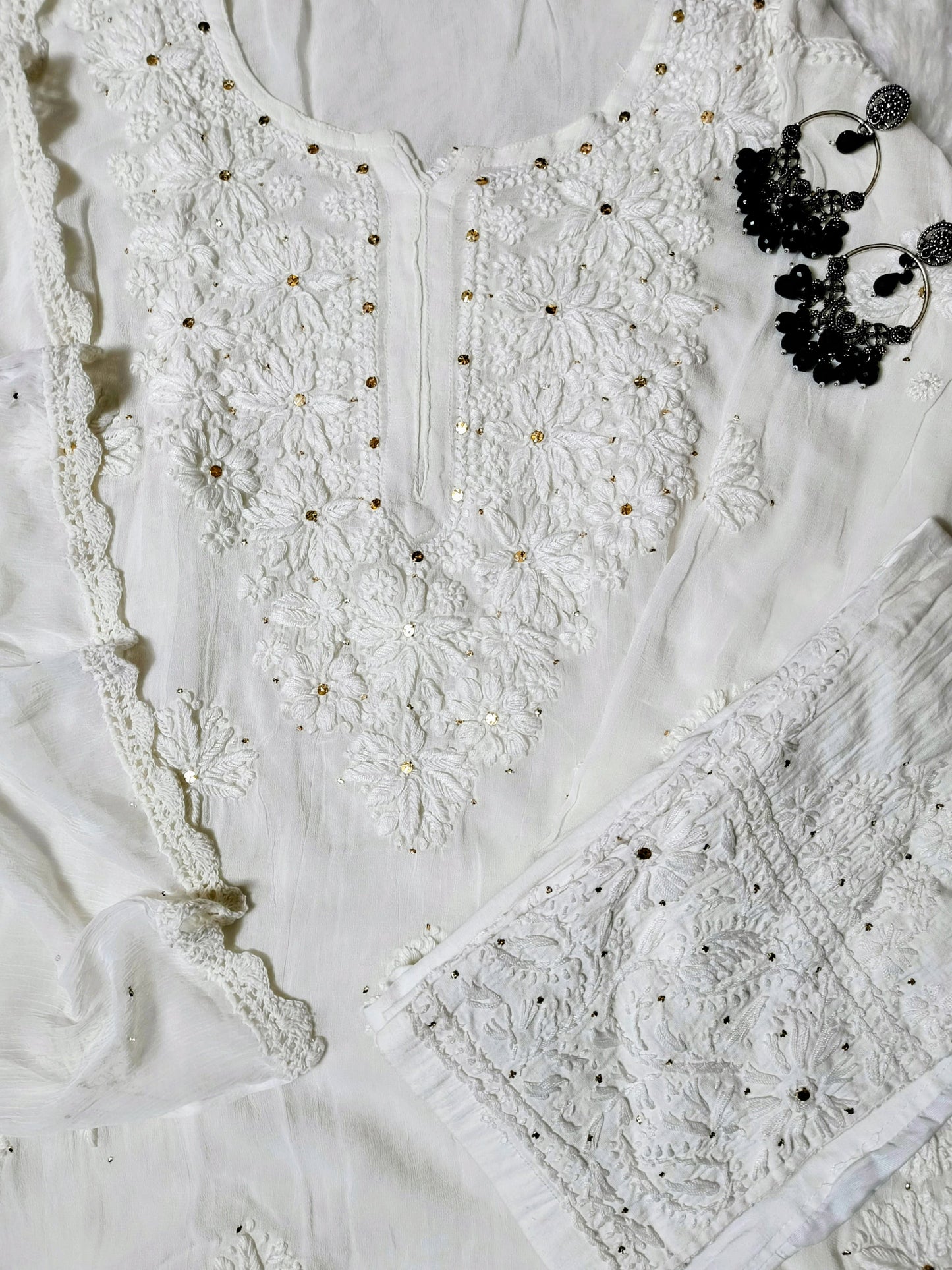 Viscose Chikankari Kurti with Pant and Dupatta