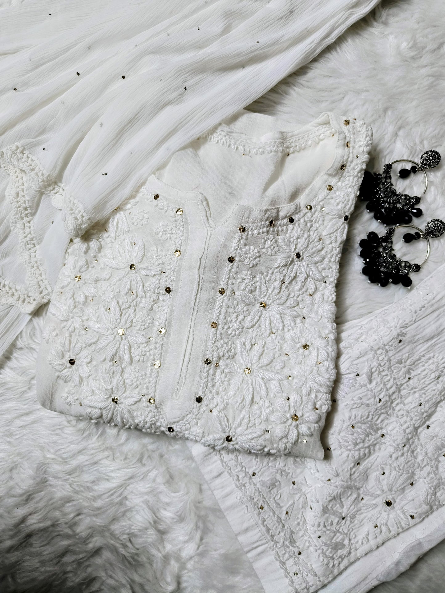 Viscose Chikankari Kurti with Pant and Dupatta