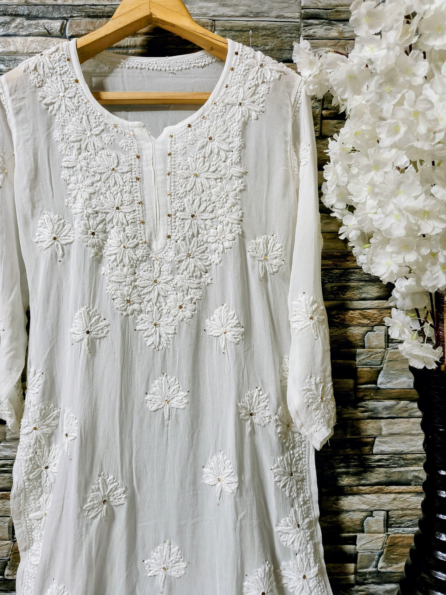 Viscose Chikankari Kurti with Pant and Dupatta