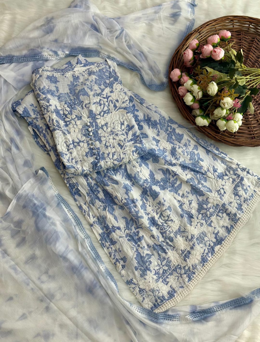 Mul Cotton Chikankari Garara Set