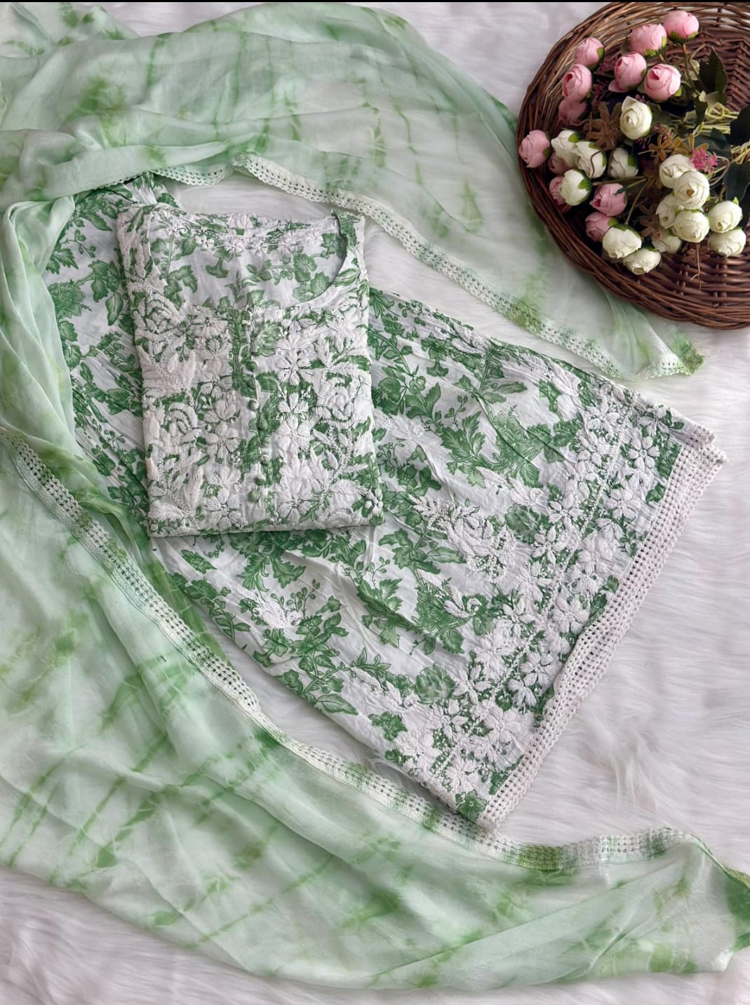 Mul Cotton Chikankari Garara Set