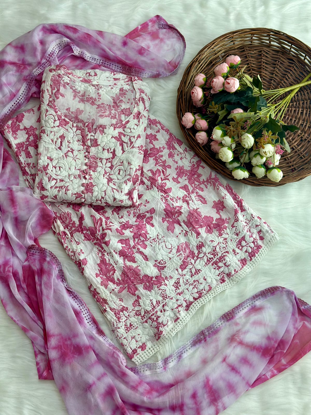 Mul Cotton Chikankari Garara Set